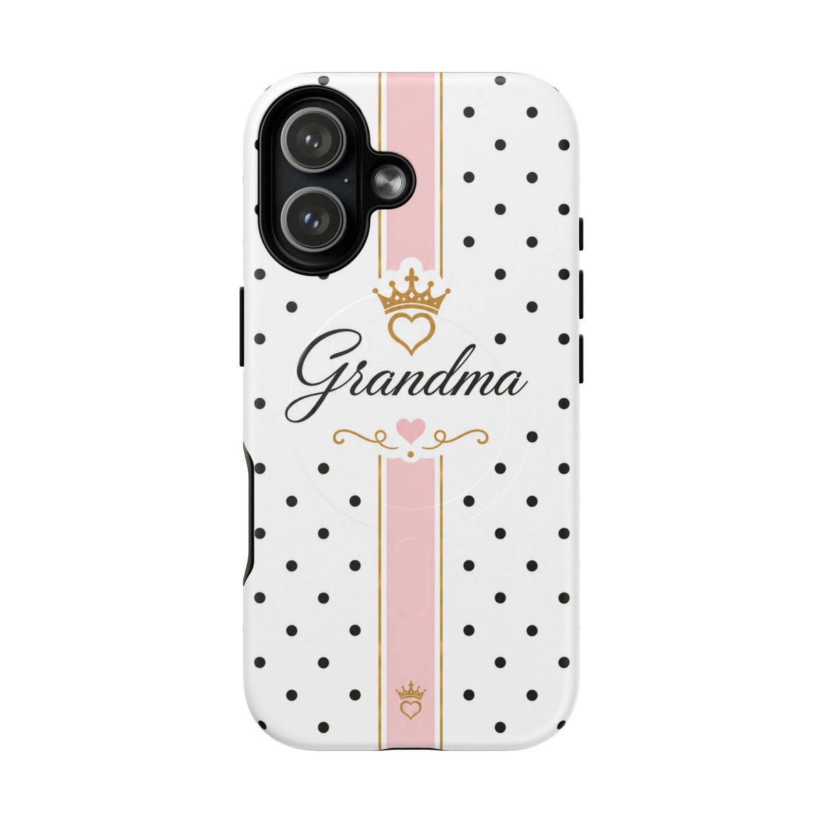 Grandma Polka Dot Tough Magnetic Phone Case — Pink Crown Floral Accent