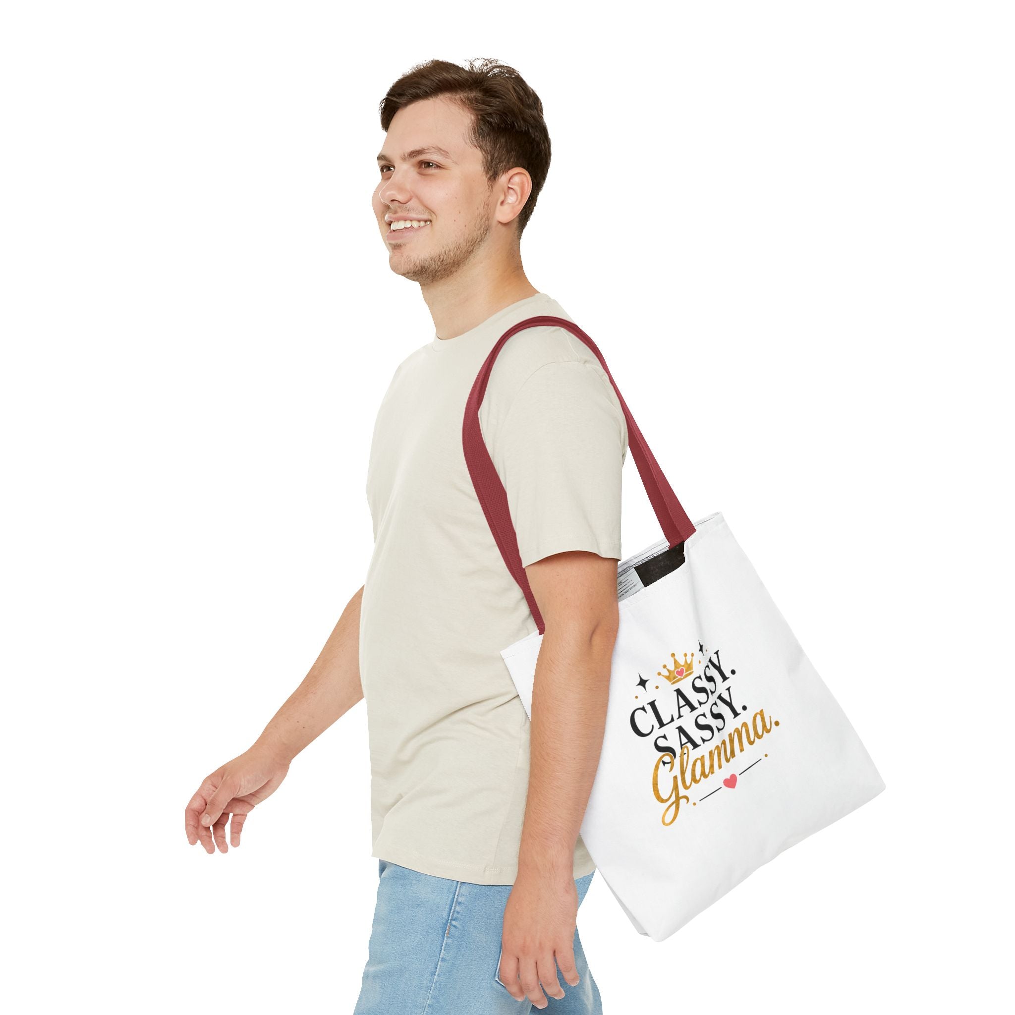 Classy Sassy Glamma Tote Bag – Funny Grandma Gift with Crown Graphic