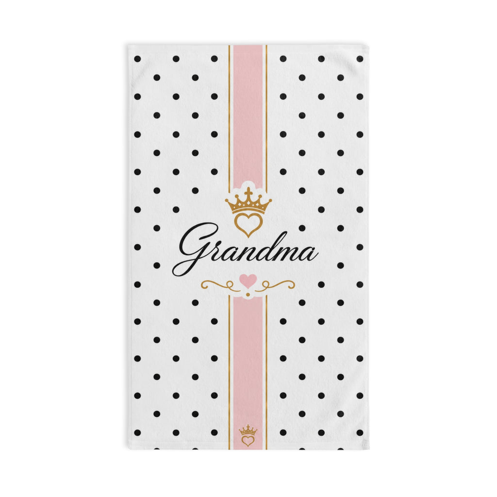 Grandma Polka Dot Hand Towel – Pink Ribbon & Gold Crown Gift