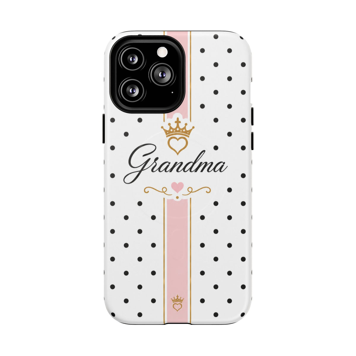 Grandma Polka Dot Tough Magnetic Phone Case — Pink Crown Floral Accent