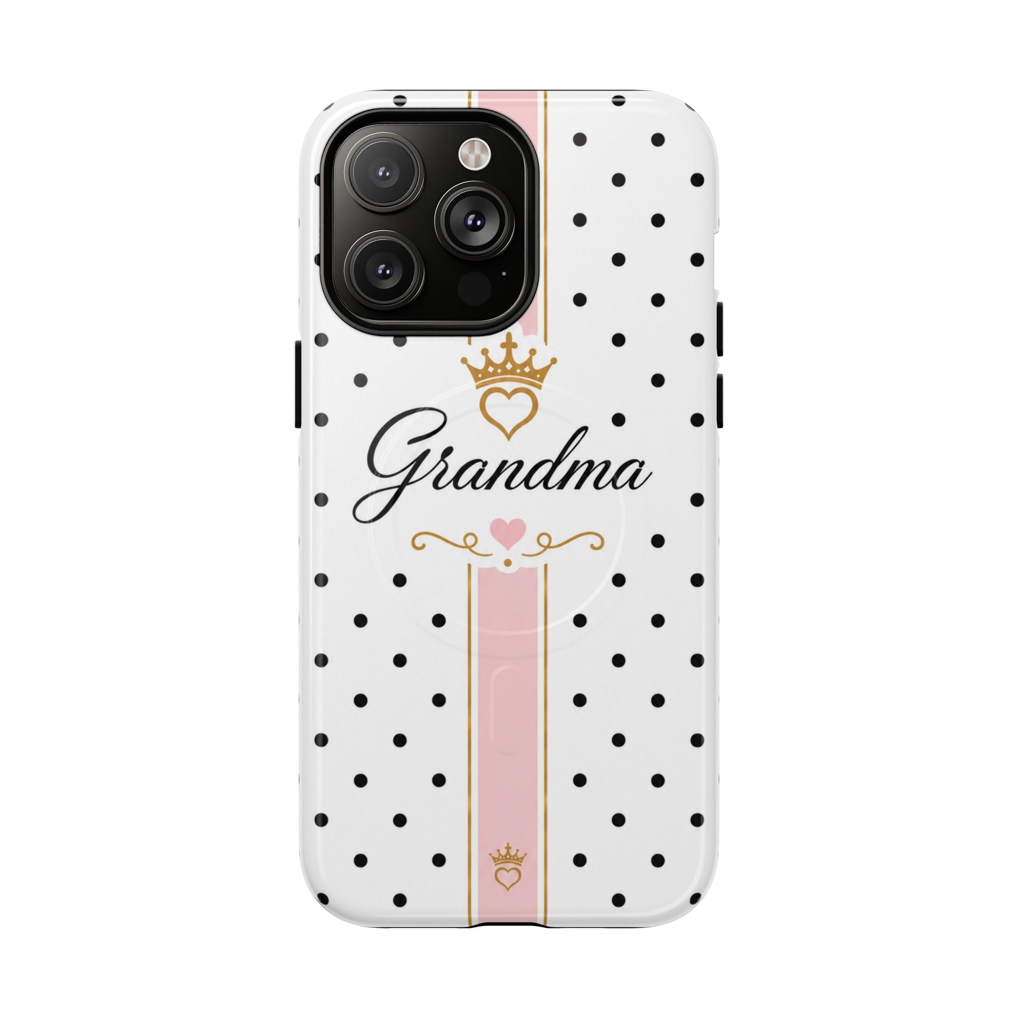 Grandma Polka Dot Tough Magnetic Phone Case — Pink Crown Floral Accent