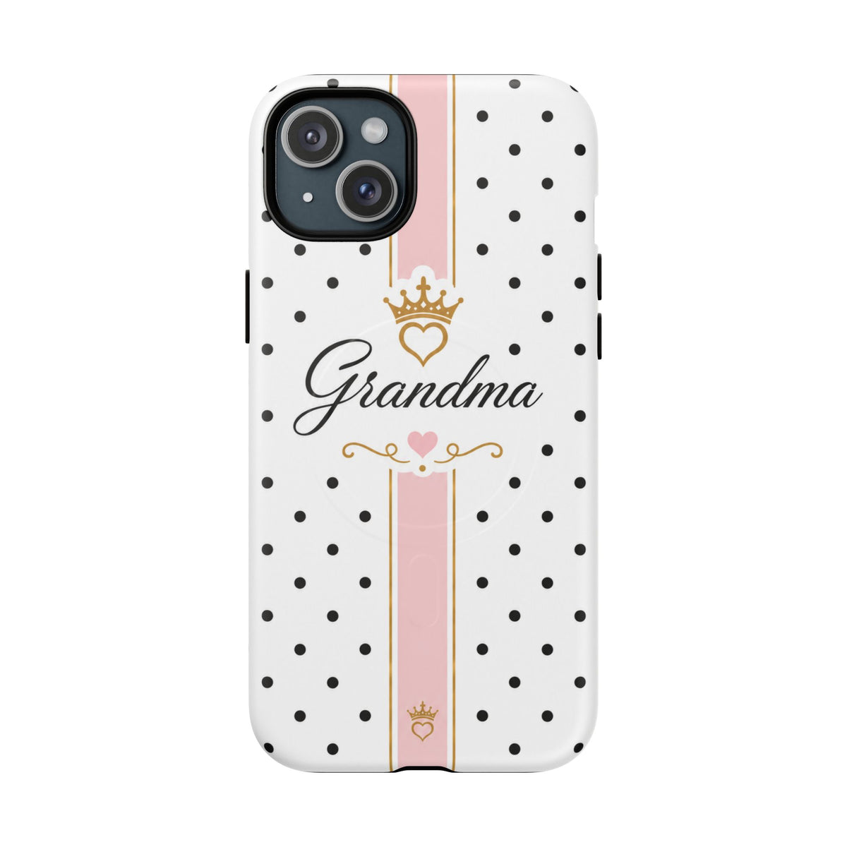 Grandma Polka Dot Tough Magnetic Phone Case — Pink Crown Floral Accent