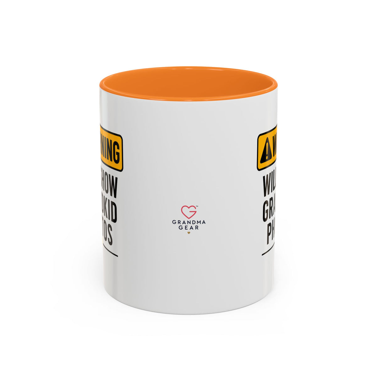 Warning Will Show Grandkid Photos Mug — Funny Grandma/Grandpa Coffee Cup (11oz, 15oz)