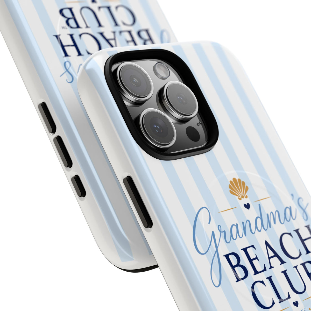 Grandma's Beach Club Tough Magnetic Phone Case — Coastal Striped Protective Cover