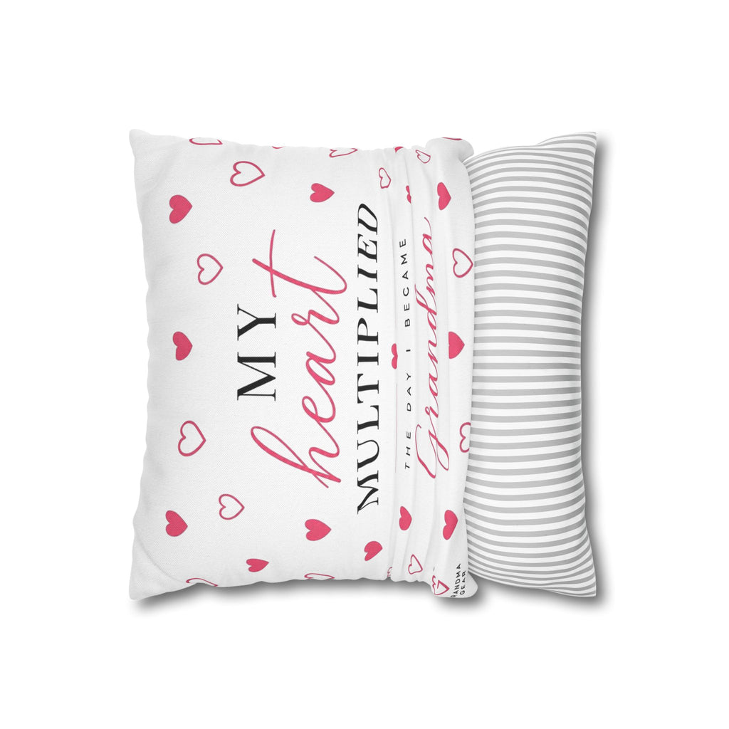 My Heart Multiplied Grandma Pillowcase | Heart Pattern Throw Pillow Cover