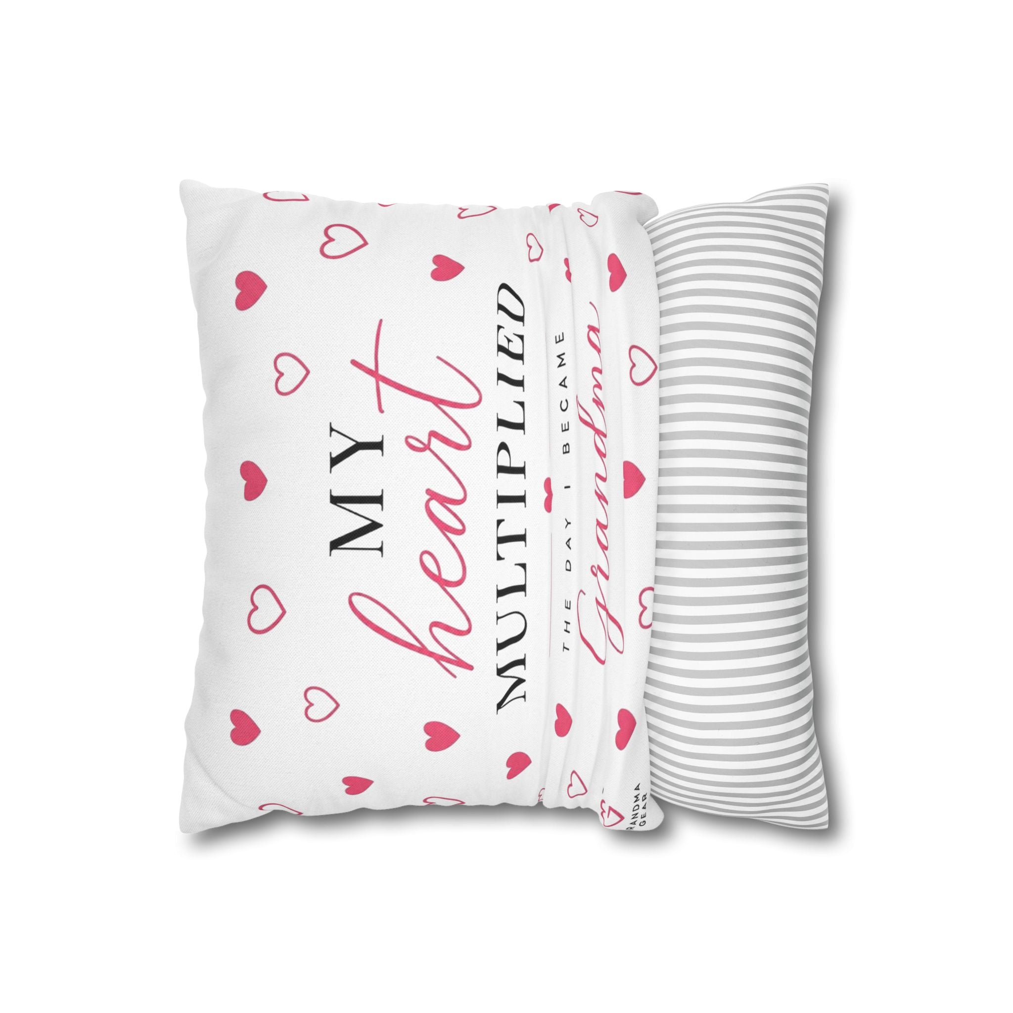 My Heart Multiplied Grandma Pillowcase | Heart Pattern Throw Pillow Cover
