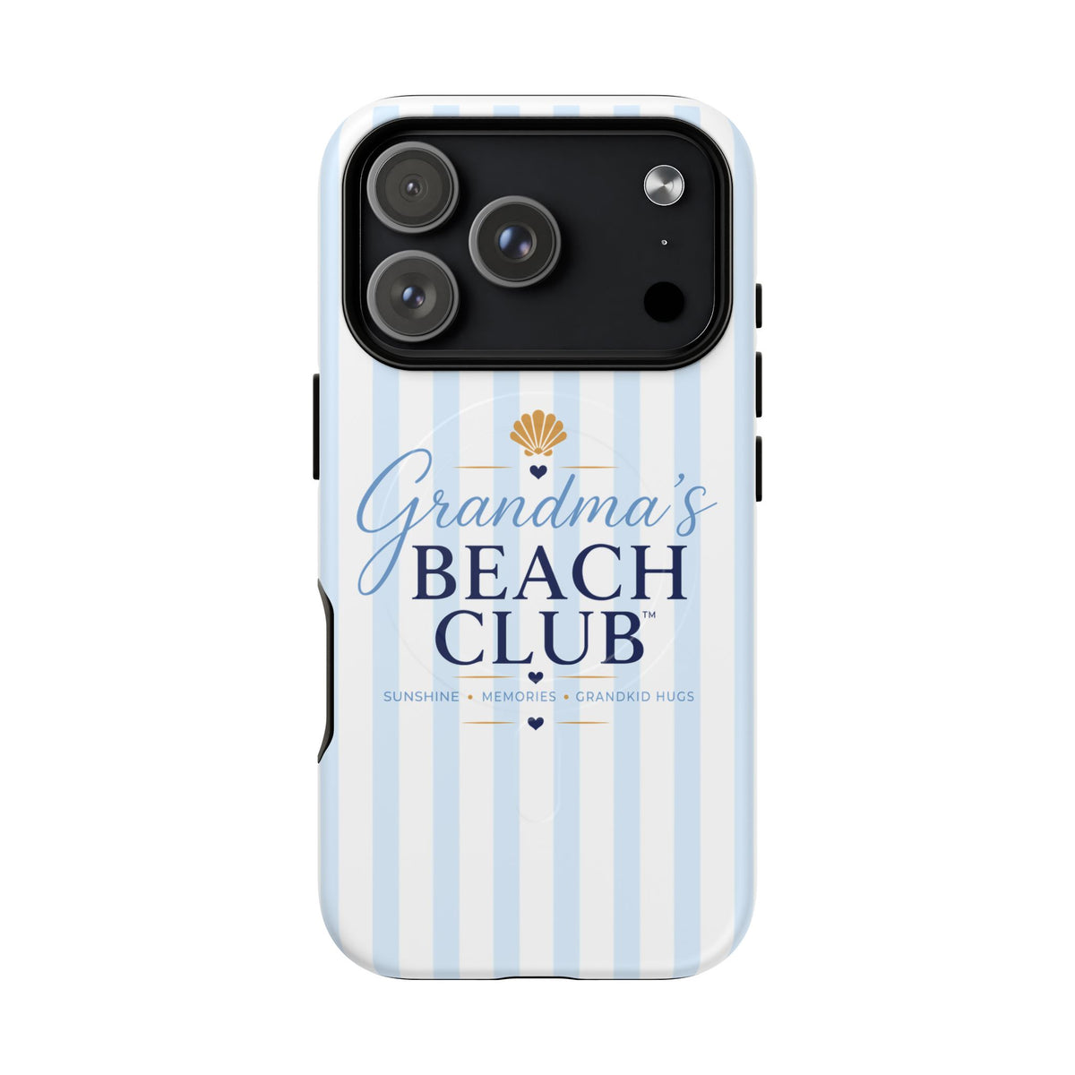 Grandma's Beach Club Tough Magnetic Phone Case — Coastal Striped Protective Cover