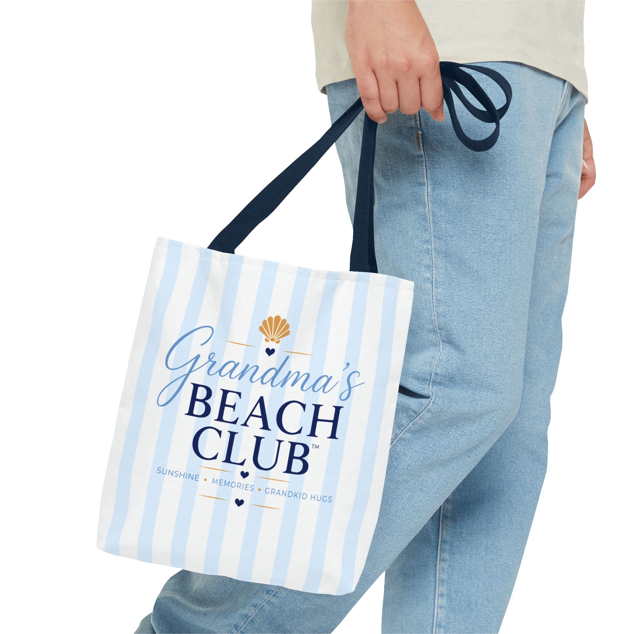 Grandma's Beach Club Tote Bag | Seashell Striped Summer