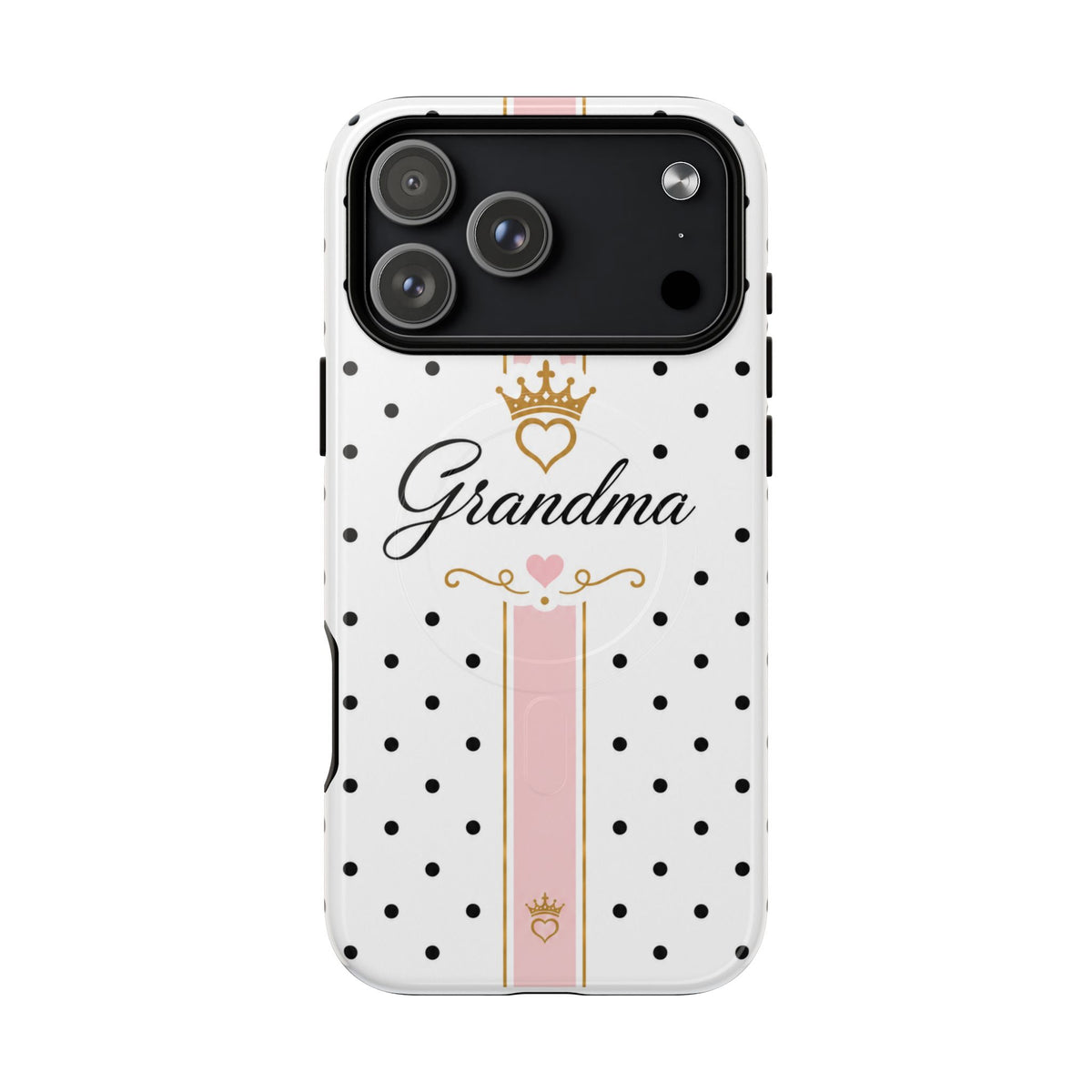 Grandma Polka Dot Tough Magnetic Phone Case — Pink Crown Floral Accent