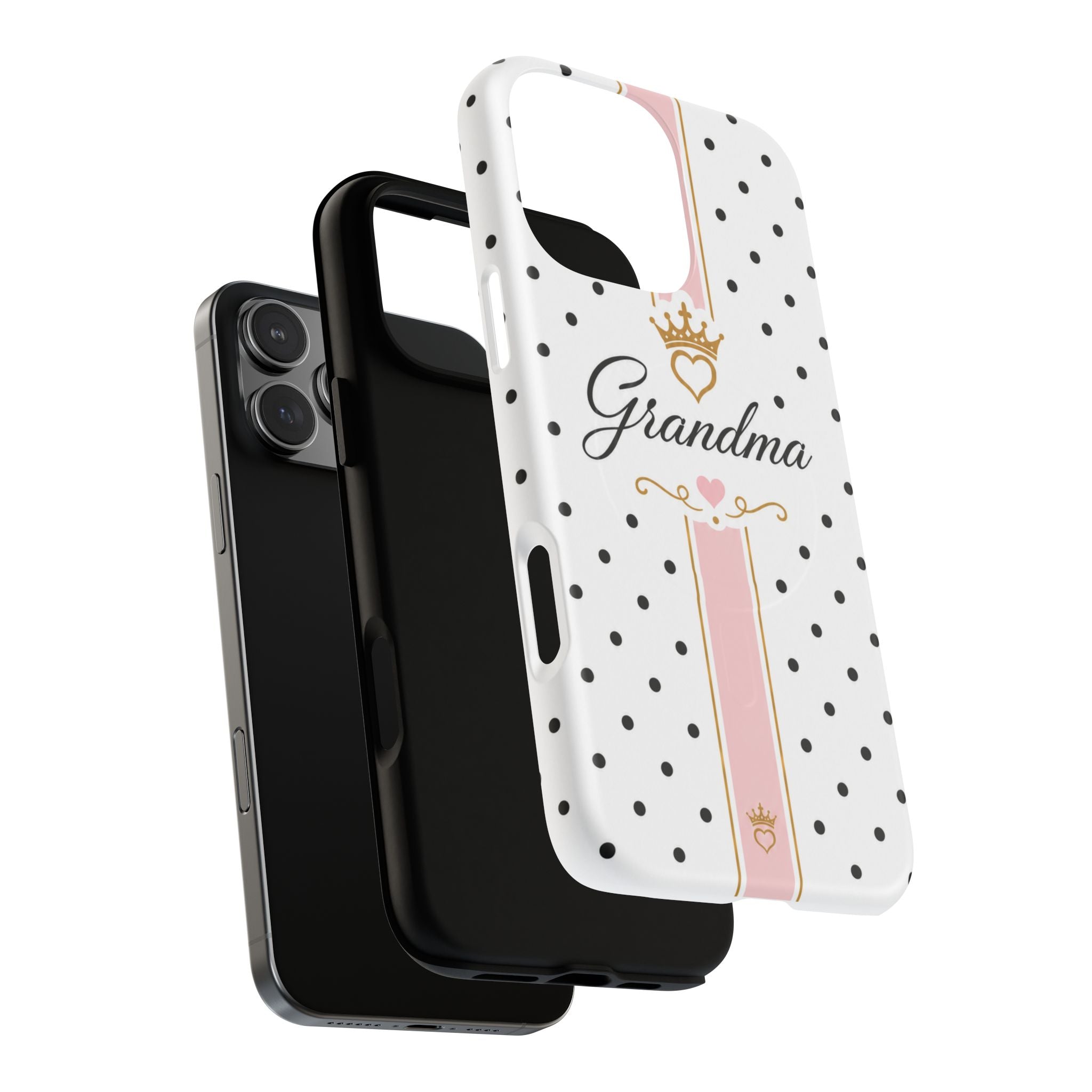 Grandma Polka Dot Tough Magnetic Phone Case — Pink Crown Floral Accent