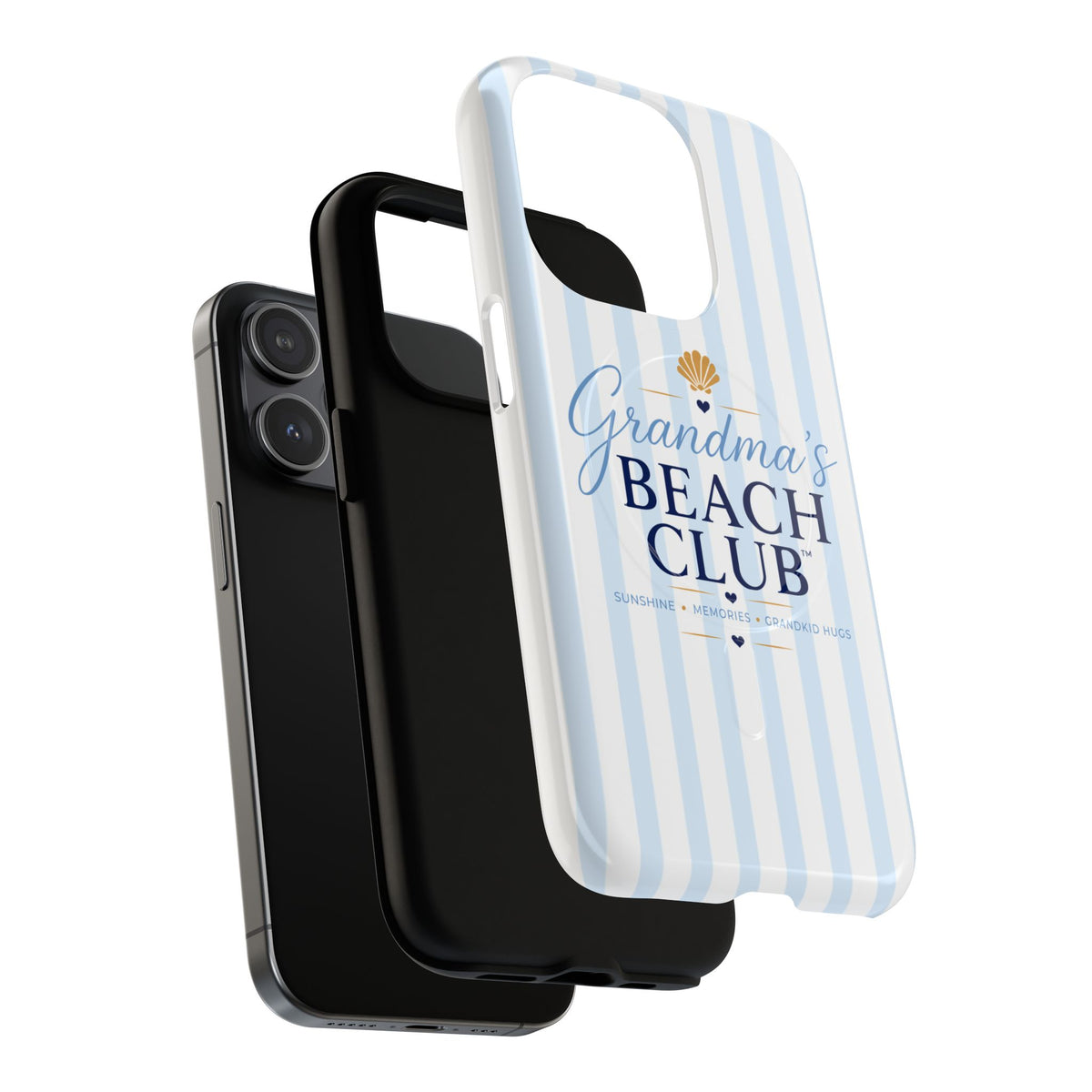 Grandma's Beach Club Tough Magnetic Phone Case — Coastal Striped Protective Cover