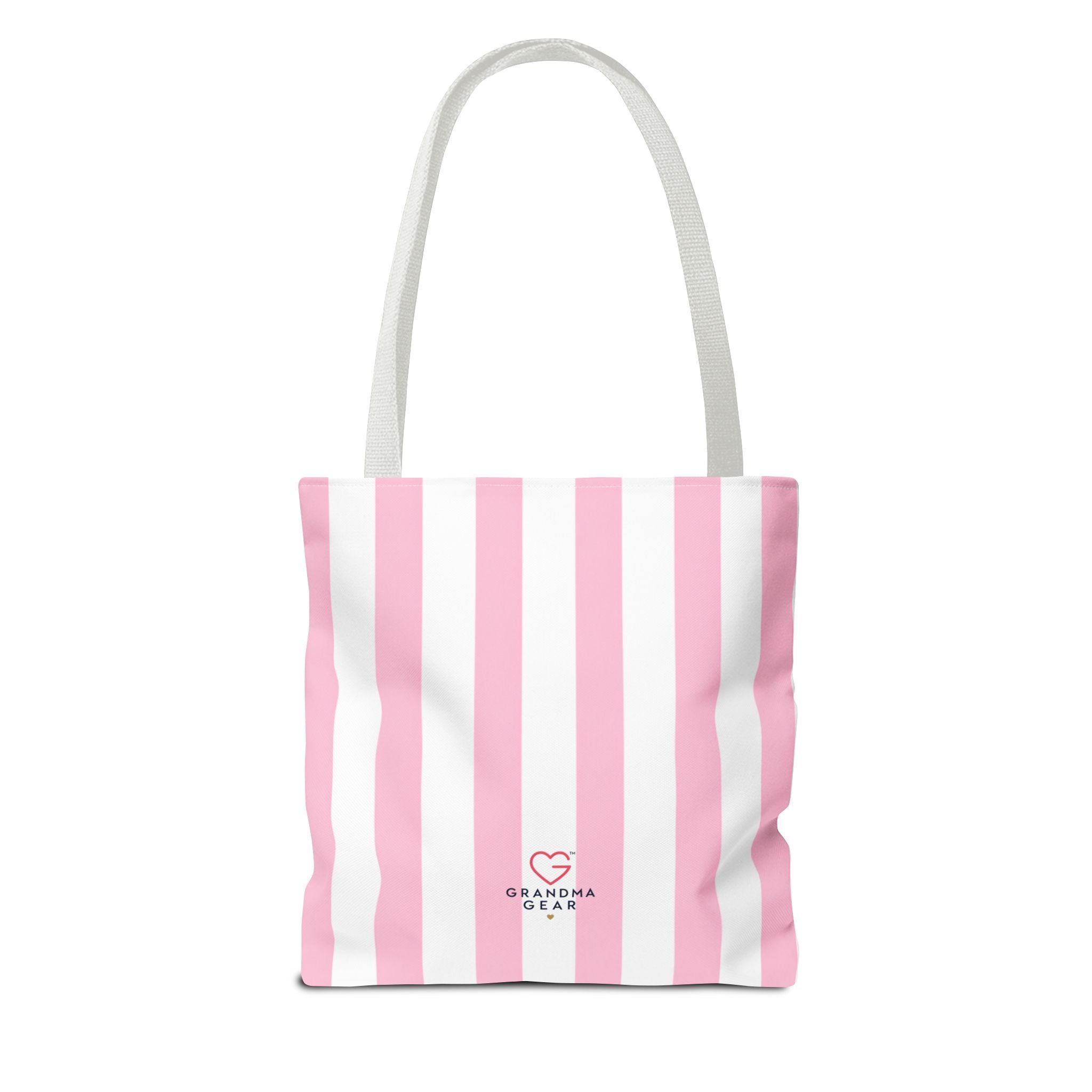 Grandma Crown Tote Bag — Pink Striped "Grandma" Gift Tote