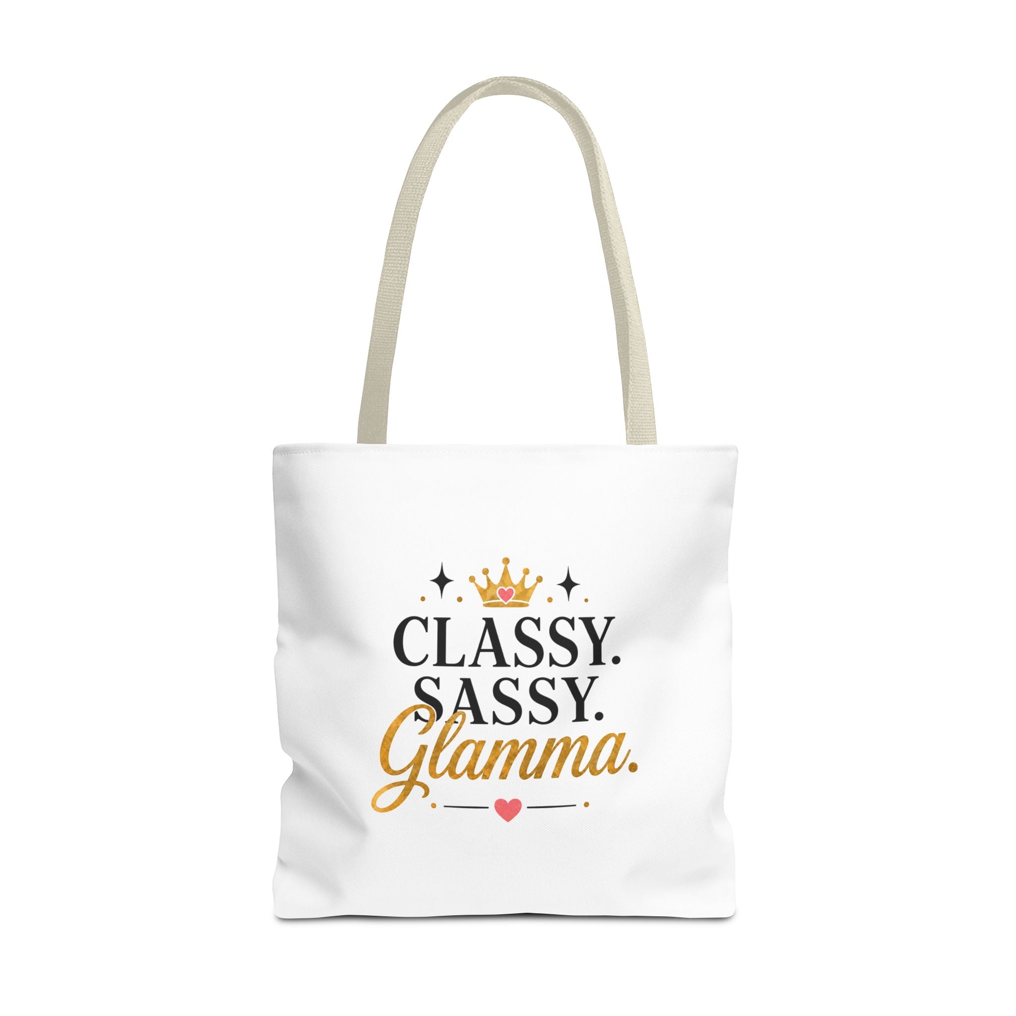 Classy Sassy Glamma Tote Bag – Funny Grandma Gift with Crown Graphic
