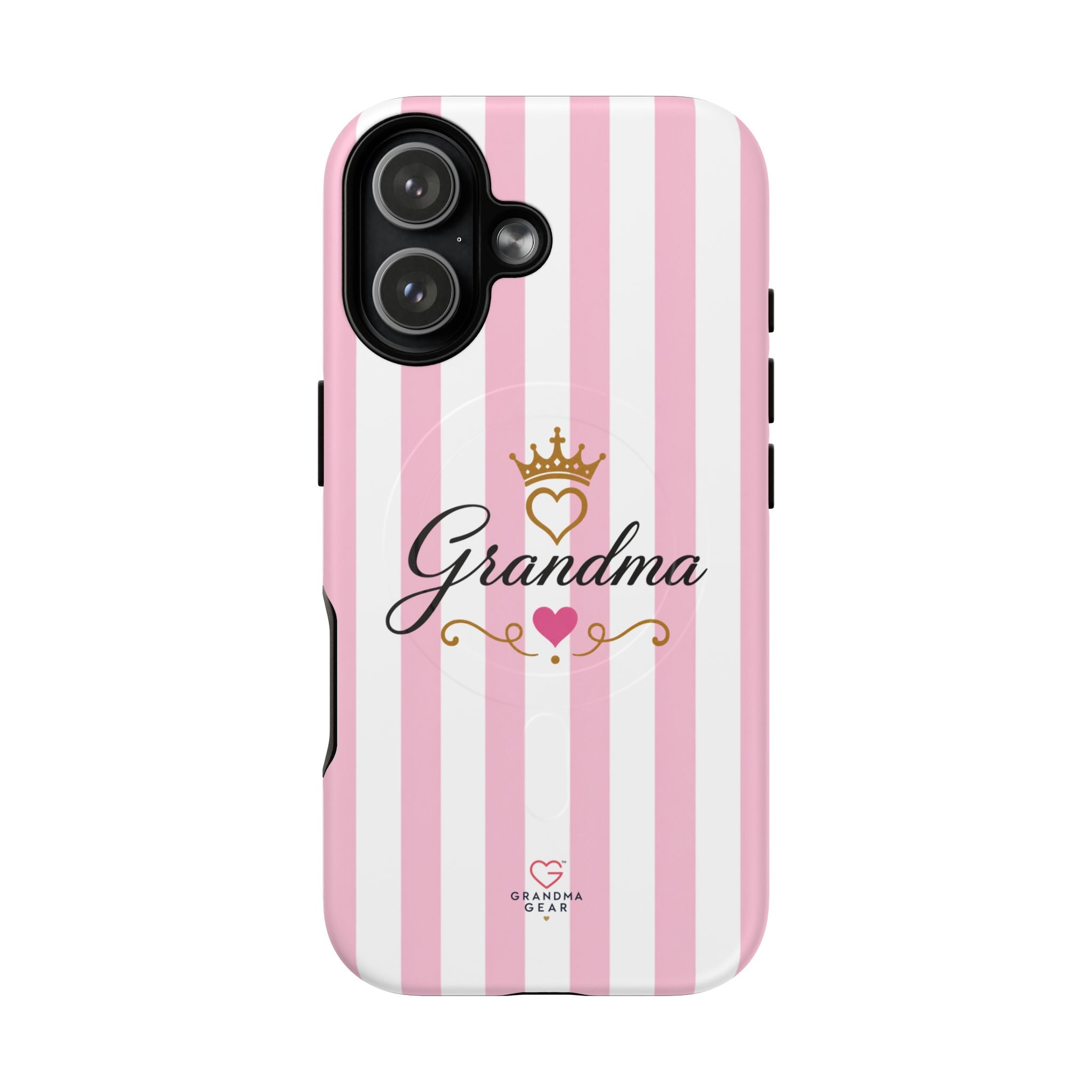 Grandma Crown Phone Case — Tough Magnetic Protective Case, Pink Stripe