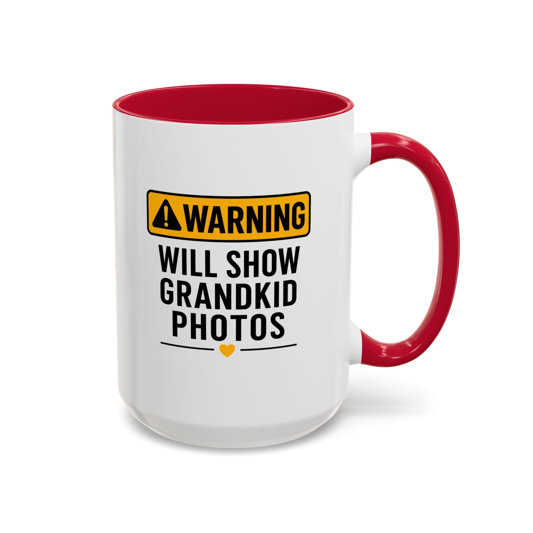 Warning Will Show Grandkid Photos Mug — Funny Grandma/Grandpa Coffee Cup (11oz, 15oz)