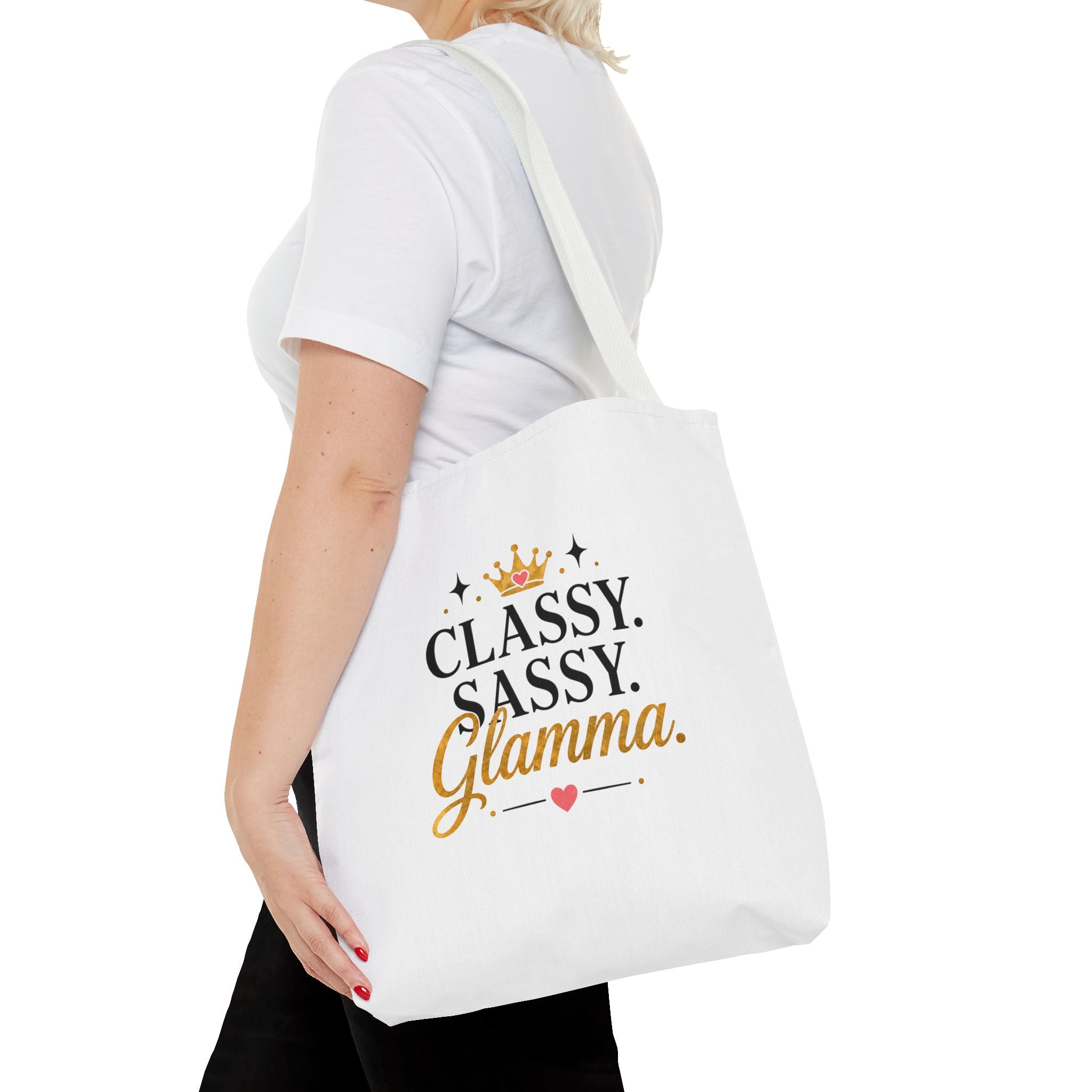 Classy Sassy Glamma Tote Bag – Funny Grandma Gift with Crown Graphic