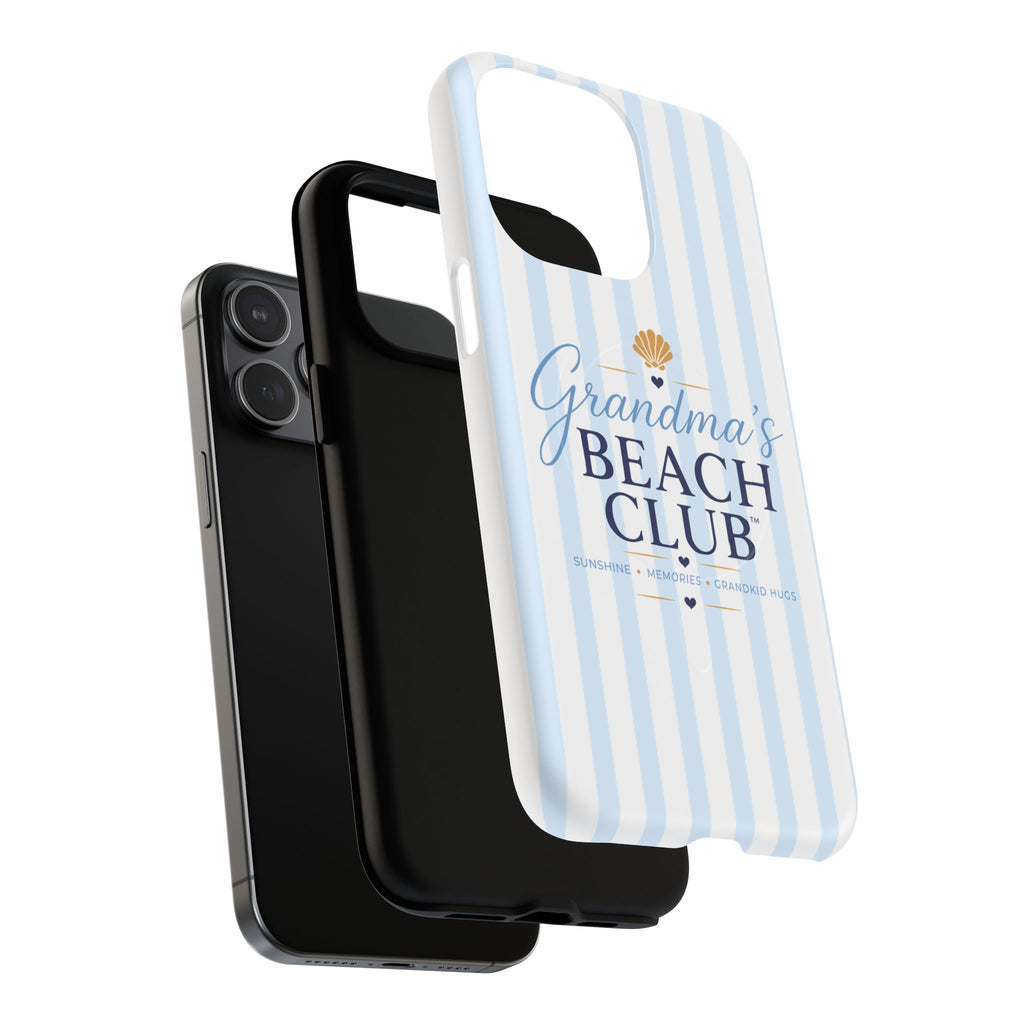 Grandma's Beach Club Tough Magnetic Phone Case — Coastal Striped Protective Cover