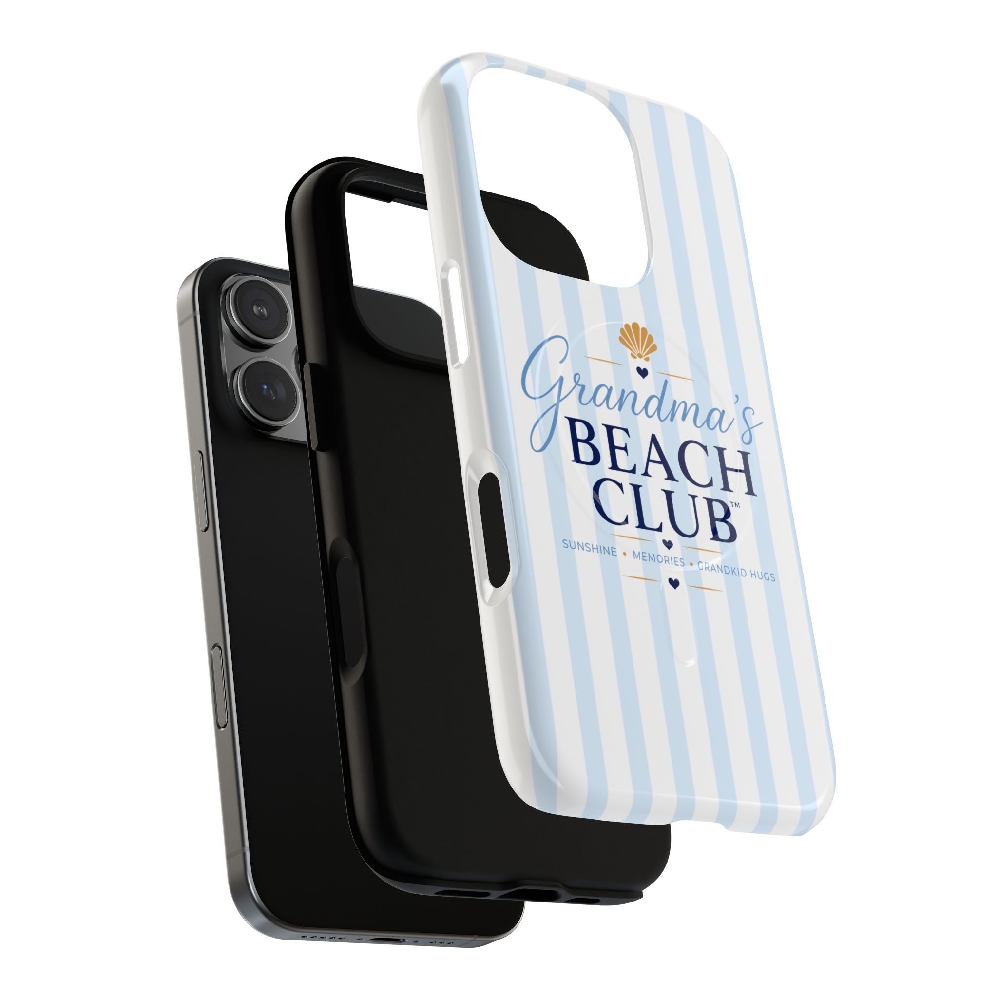 Grandma's Beach Club Tough Magnetic Phone Case — Coastal Striped Protective Cover
