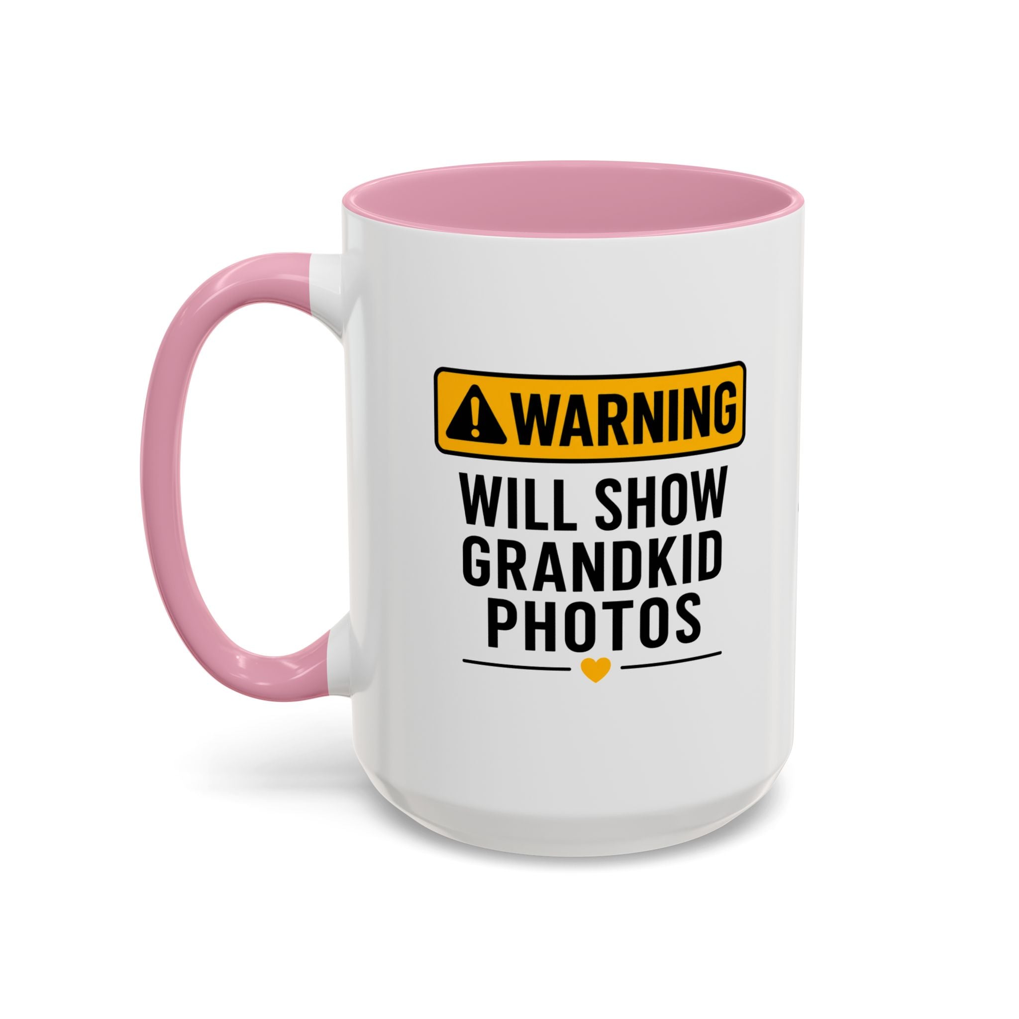 Warning Will Show Grandkid Photos Mug — Funny Grandma/Grandpa Coffee Cup (11oz, 15oz)