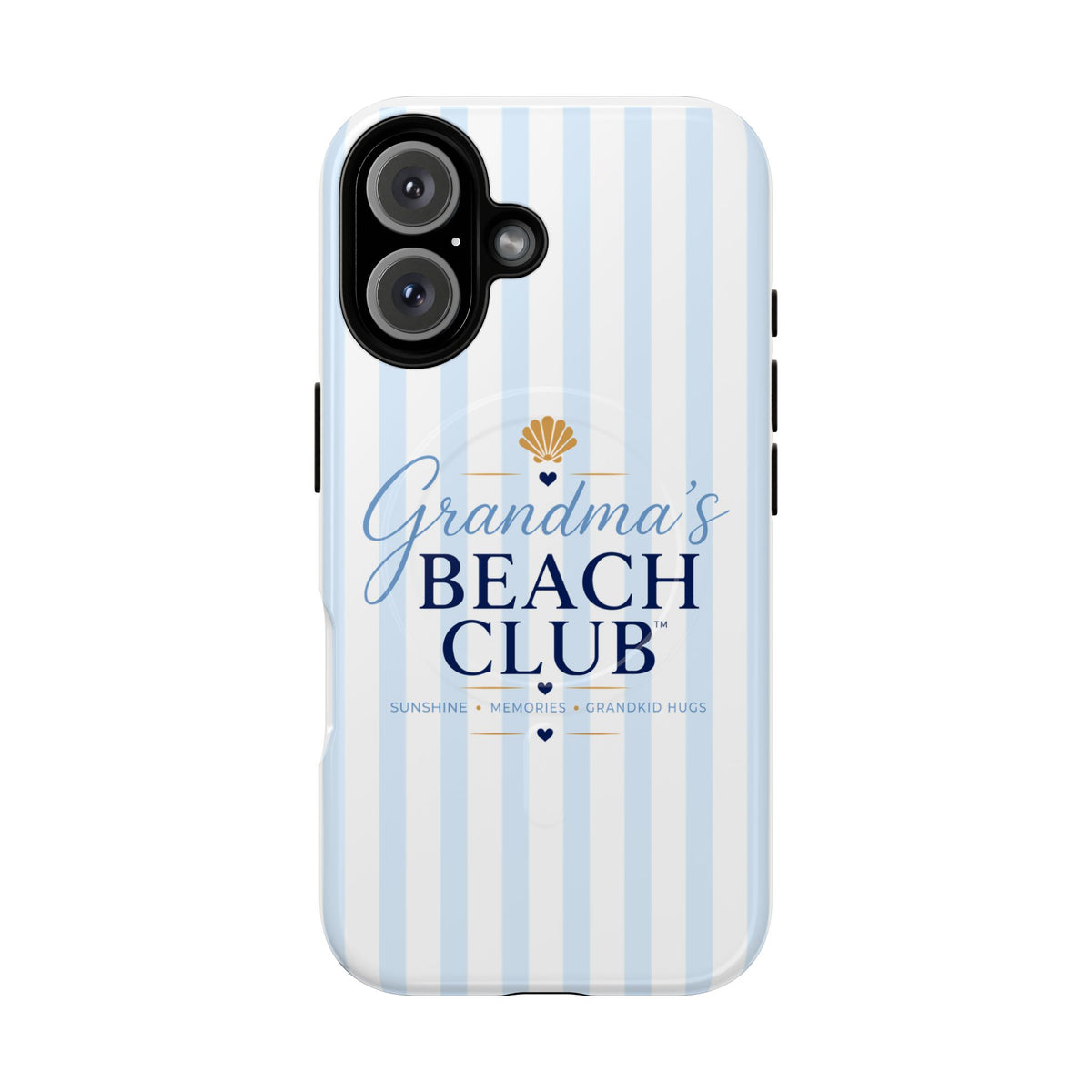 Grandma's Beach Club Tough Magnetic Phone Case — Coastal Striped Protective Cover