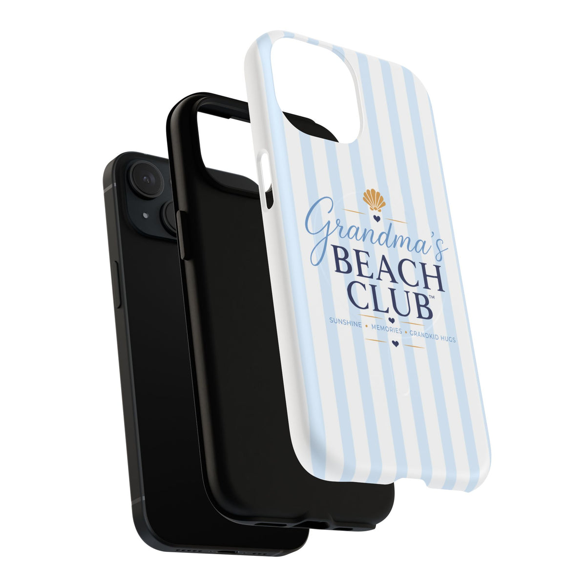 Grandma's Beach Club Tough Magnetic Phone Case — Coastal Striped Protective Cover