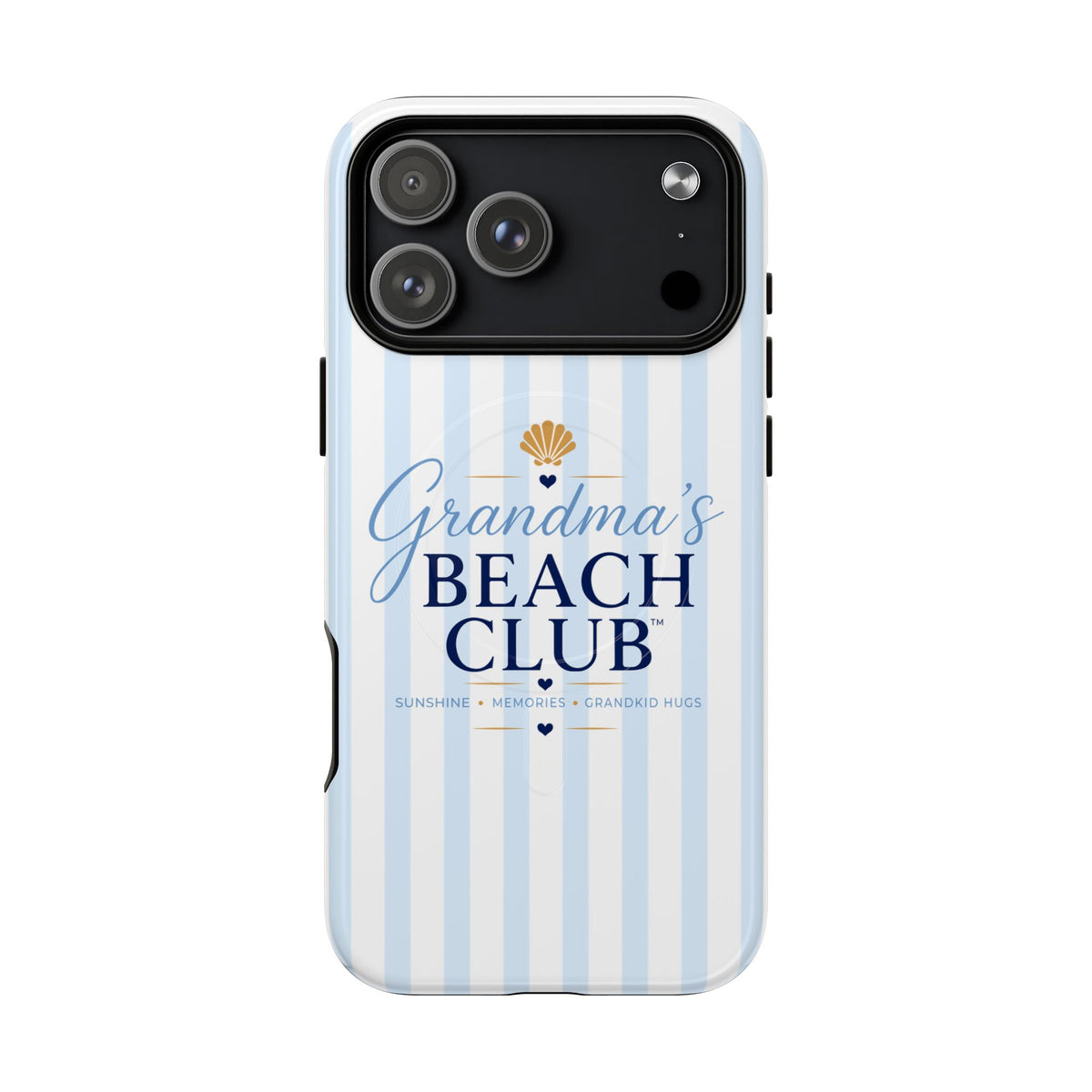 Grandma's Beach Club Tough Magnetic Phone Case — Coastal Striped Protective Cover