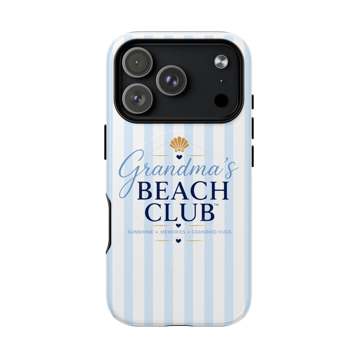 Grandma's Beach Club Tough Magnetic Phone Case — Coastal Striped Protective Cover