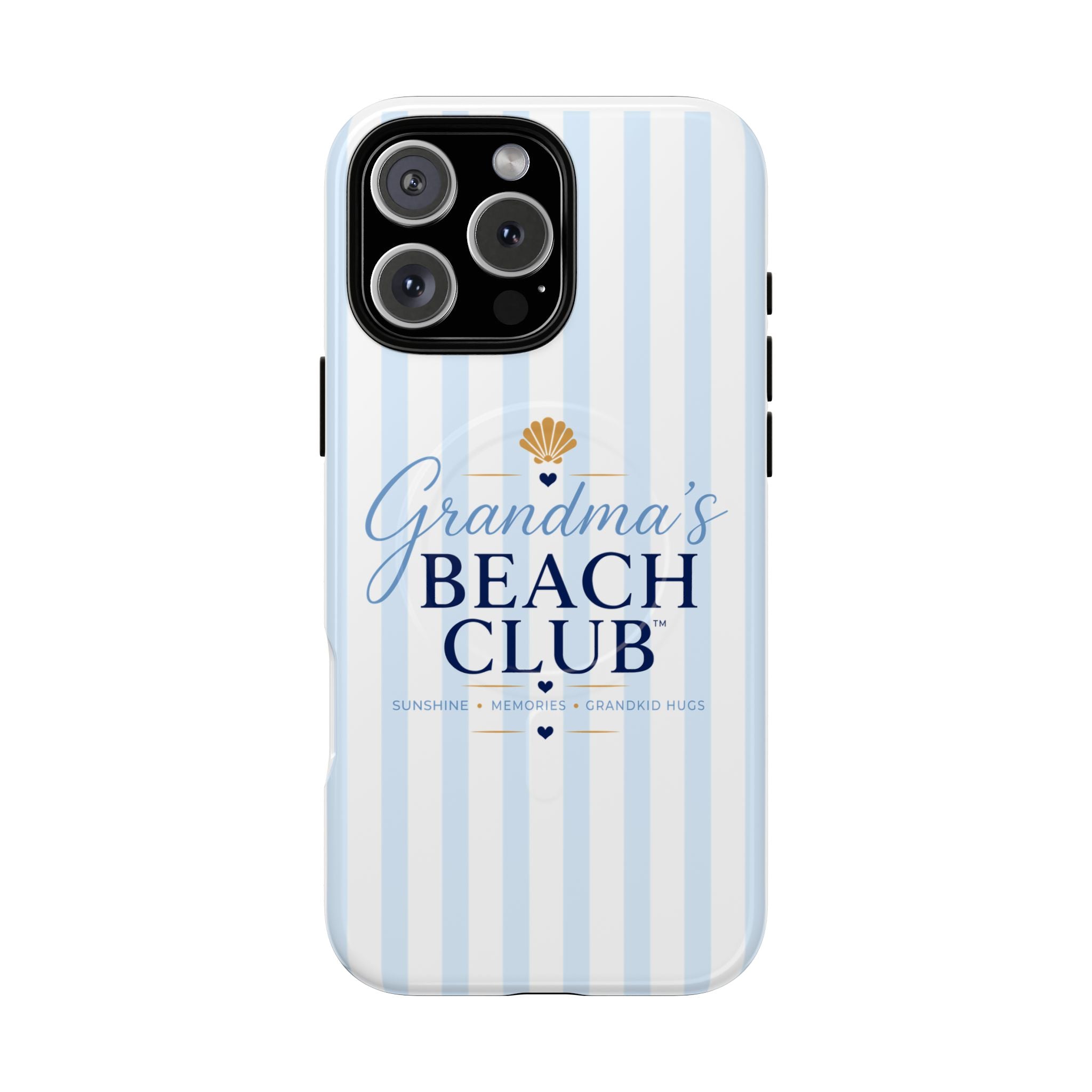 Grandma's Beach Club Tough Magnetic Phone Case — Coastal Striped Protective Cover