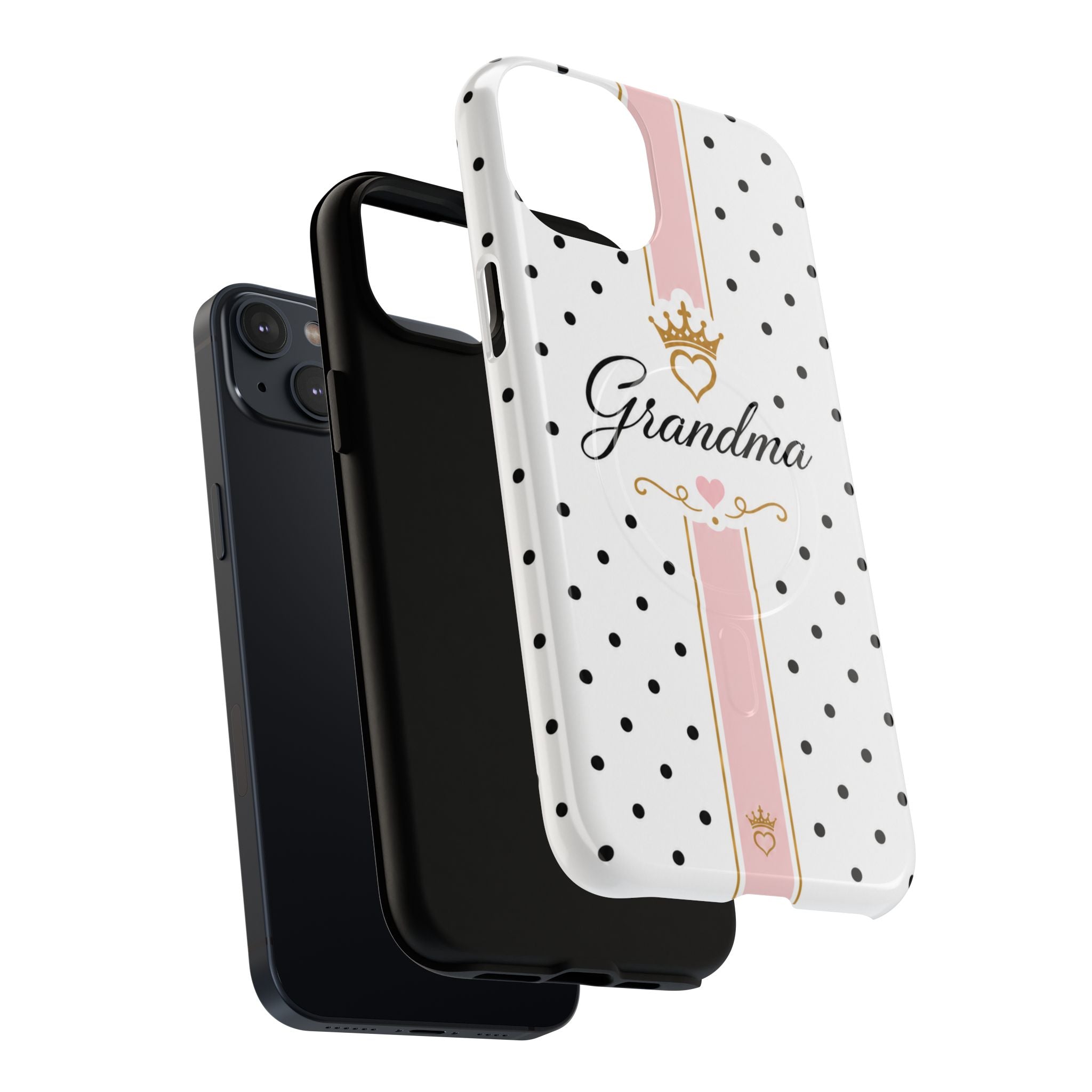 Grandma Polka Dot Tough Magnetic Phone Case — Pink Crown Floral Accent