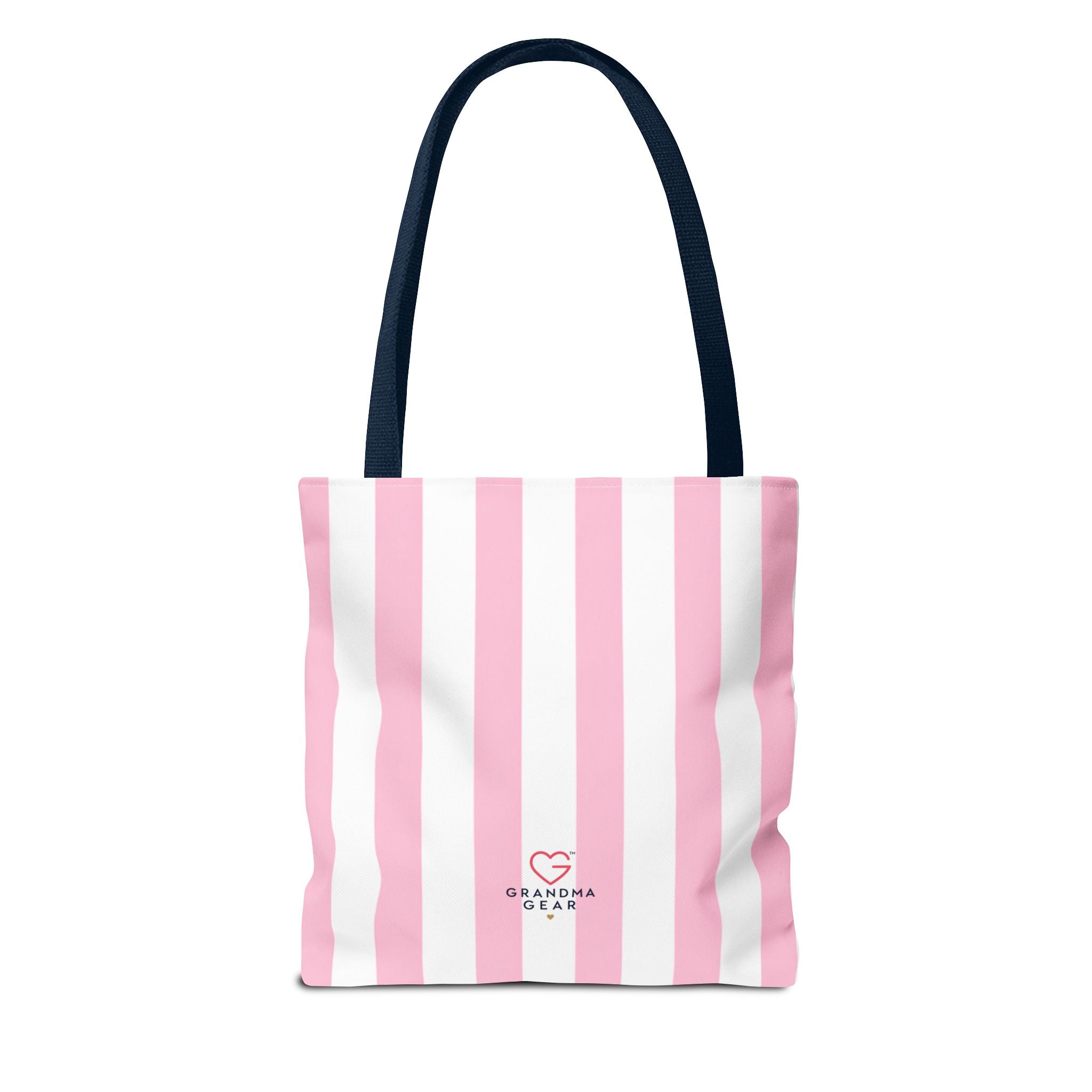 Grandma Crown Tote Bag — Pink Striped "Grandma" Gift Tote