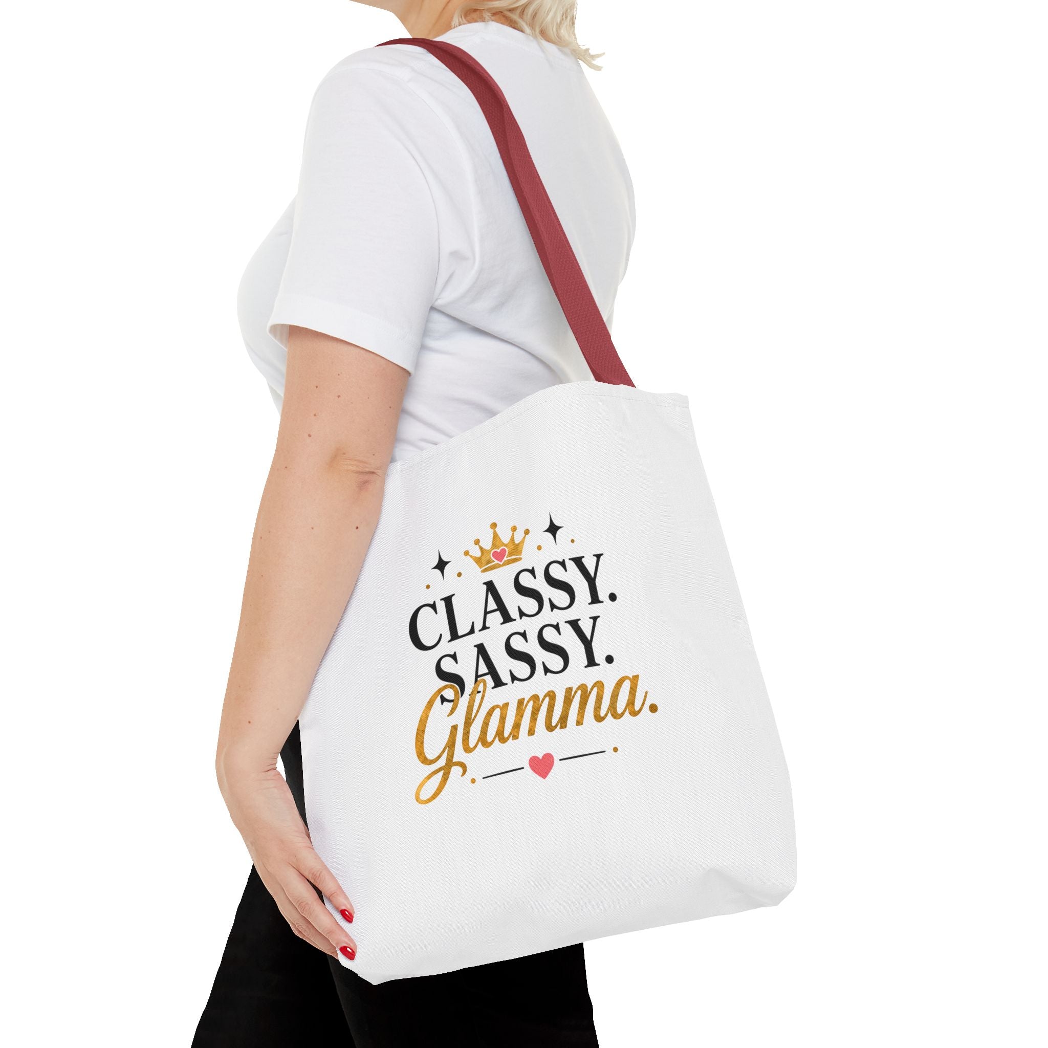 Classy Sassy Glamma Tote Bag – Funny Grandma Gift with Crown Graphic