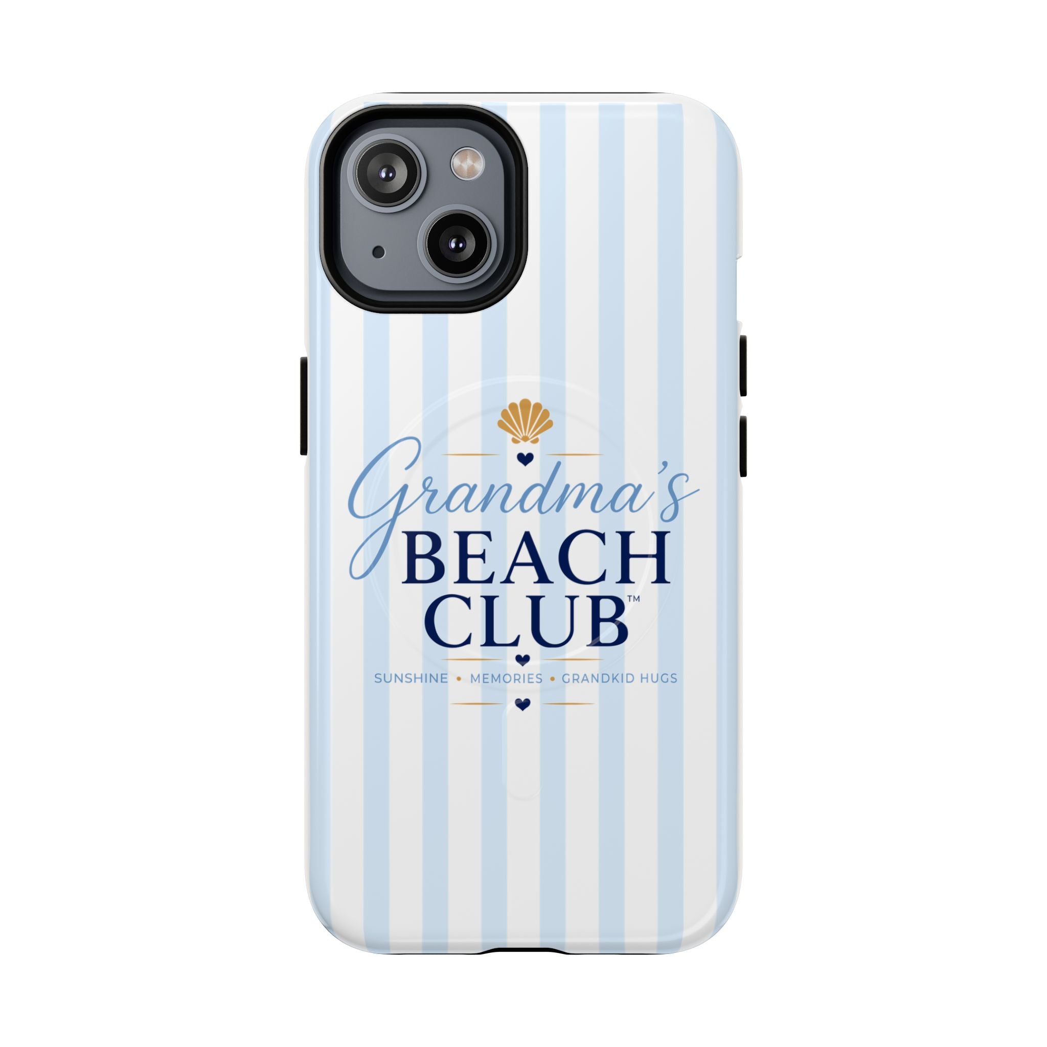 Grandma's Beach Club Tough Magnetic Phone Case — Coastal Striped Protective Cover