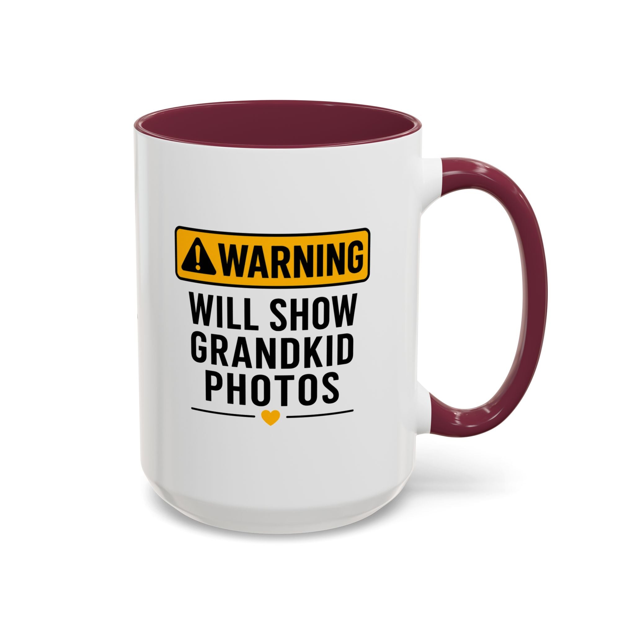 Warning Will Show Grandkid Photos Mug — Funny Grandma/Grandpa Coffee Cup (11oz, 15oz)