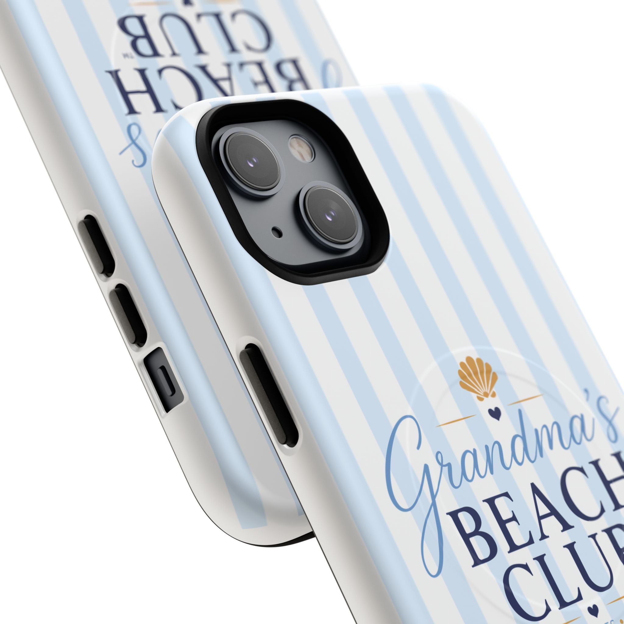 Grandma's Beach Club Tough Magnetic Phone Case — Coastal Striped Protective Cover