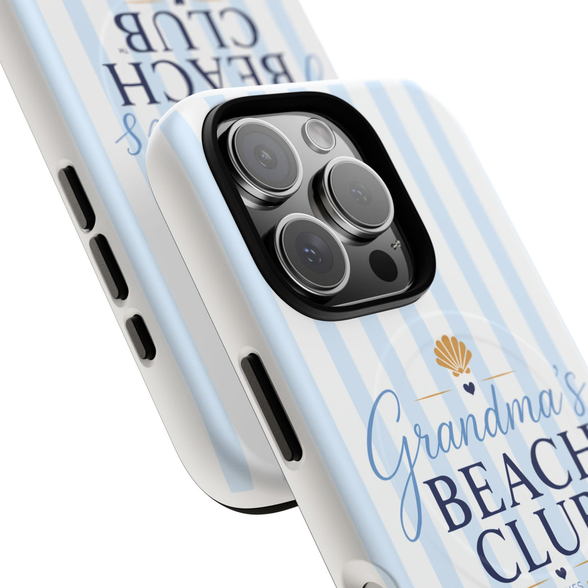 Grandma's Beach Club Tough Magnetic Phone Case — Coastal Striped Protective Cover