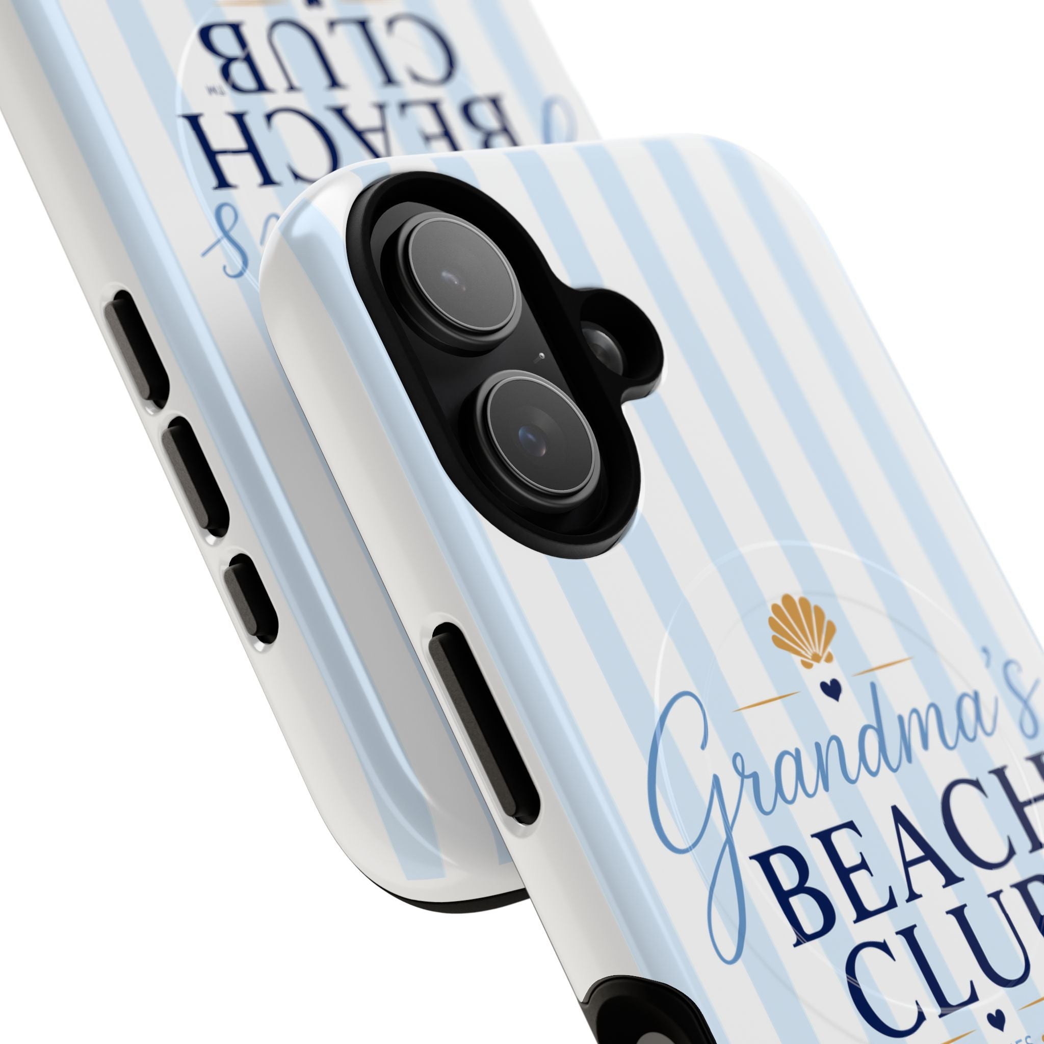 Grandma's Beach Club Tough Magnetic Phone Case — Coastal Striped Protective Cover