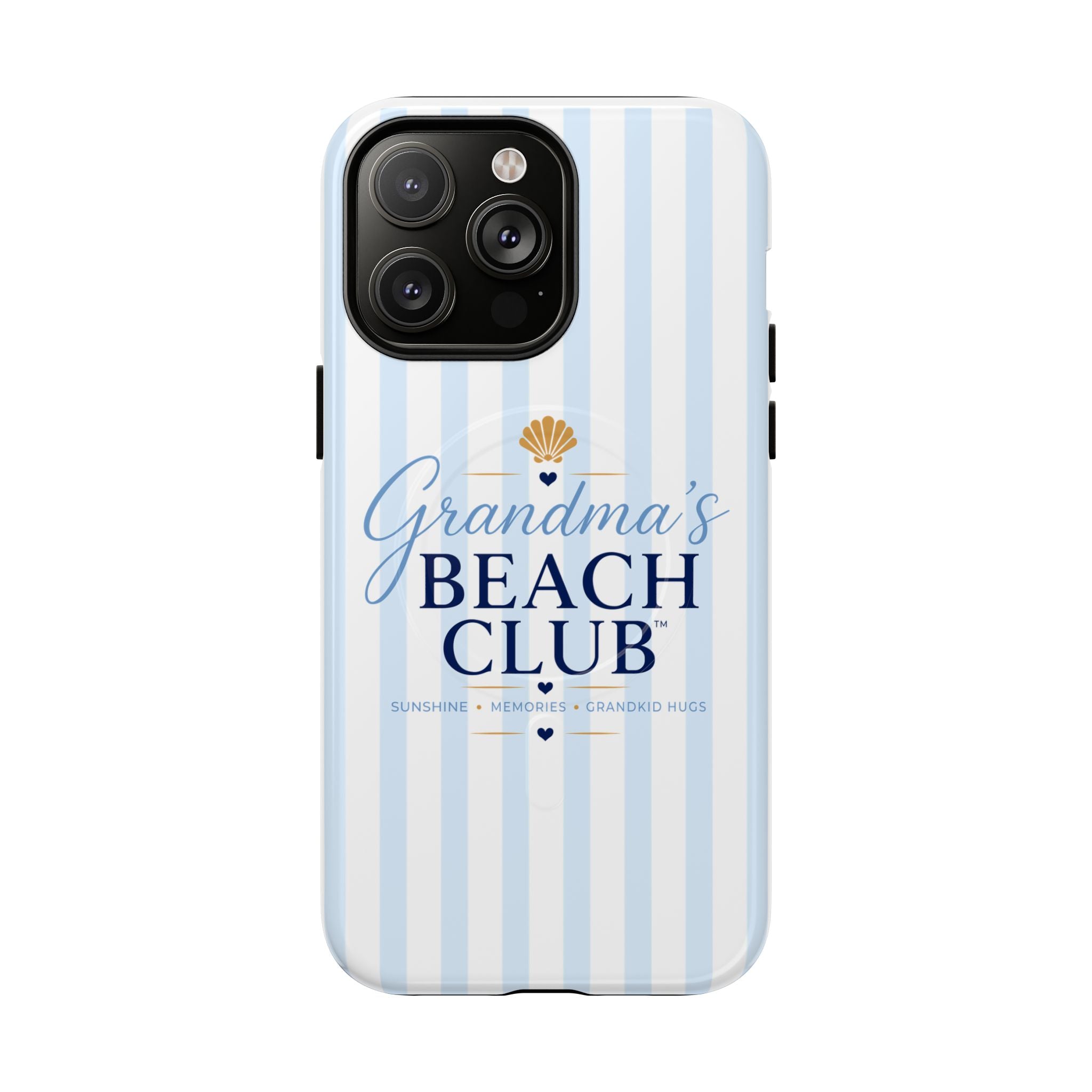 Grandma's Beach Club Tough Magnetic Phone Case — Coastal Striped Protective Cover