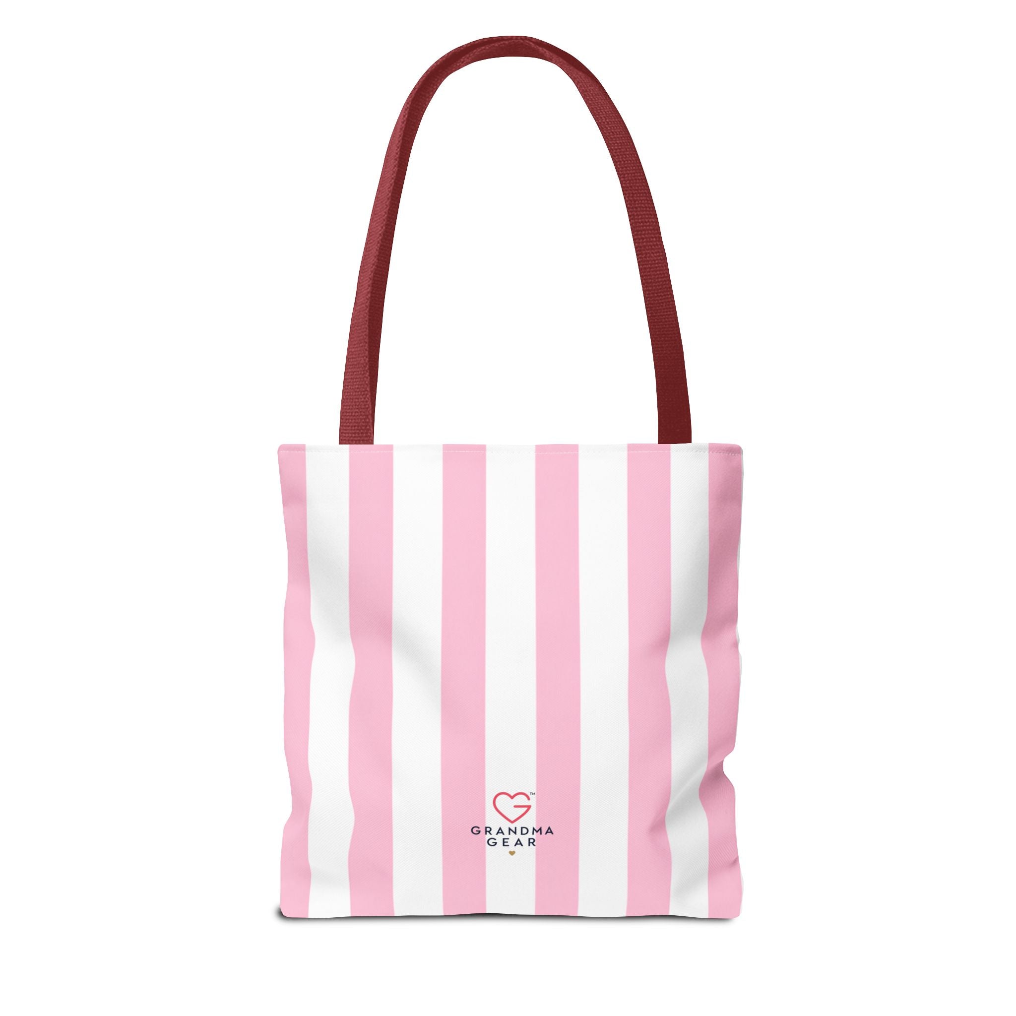 Grandma Crown Tote Bag — Pink Striped "Grandma" Gift Tote