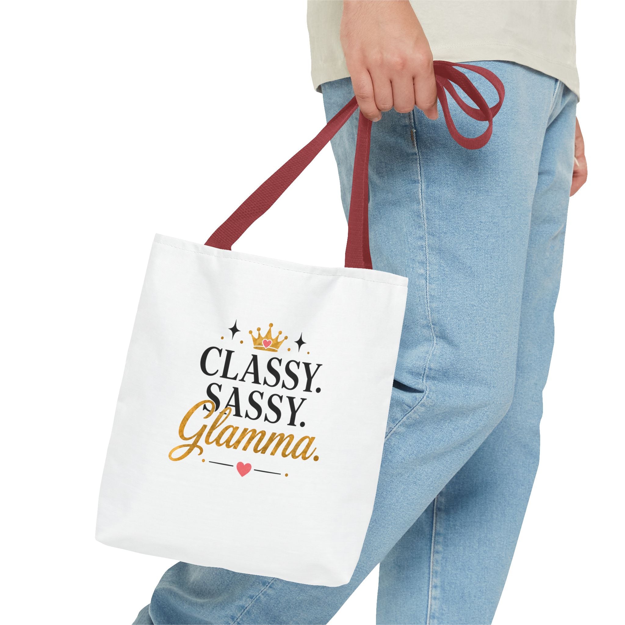 Classy Sassy Glamma Tote Bag – Funny Grandma Gift with Crown Graphic