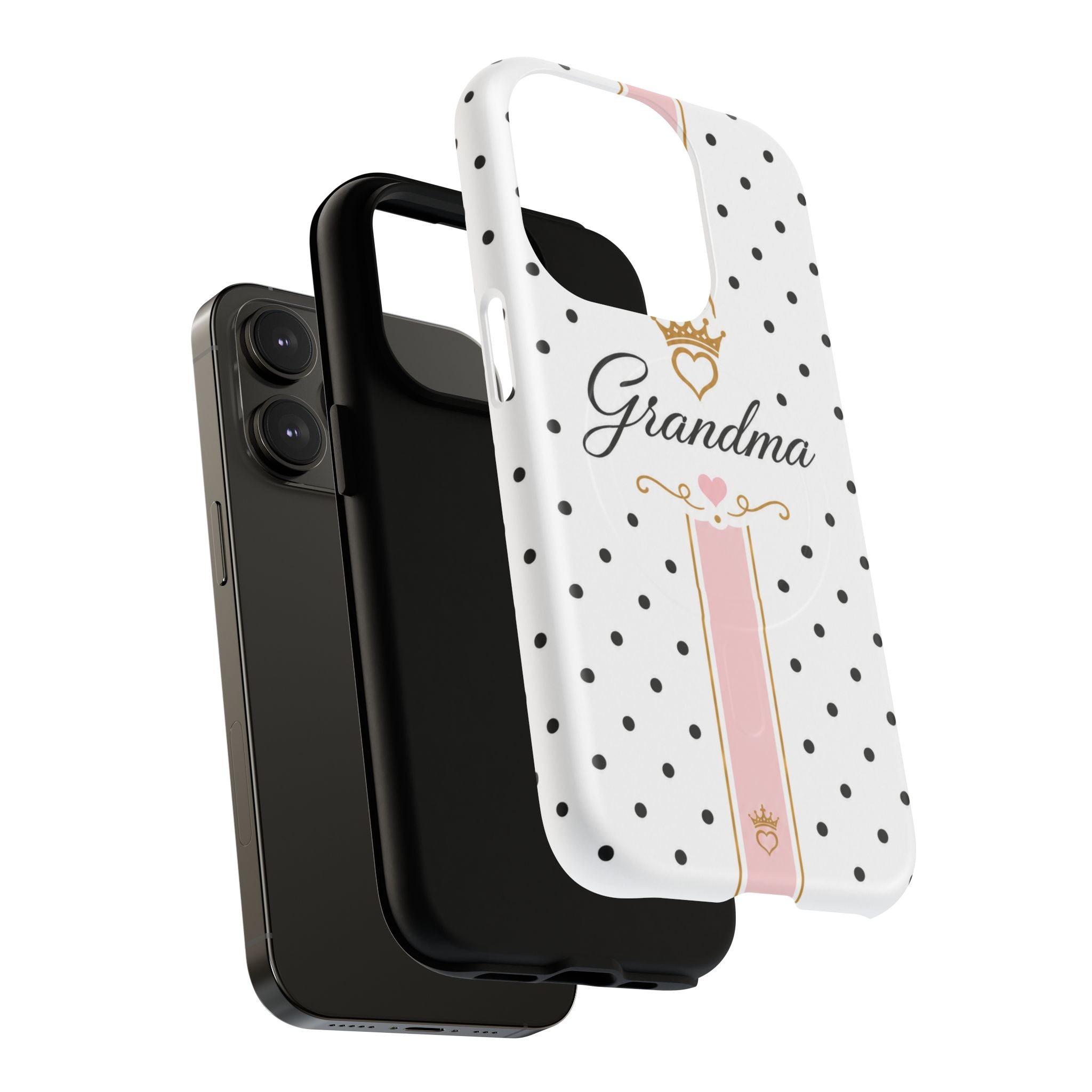 Grandma Polka Dot Tough Magnetic Phone Case — Pink Crown Floral Accent