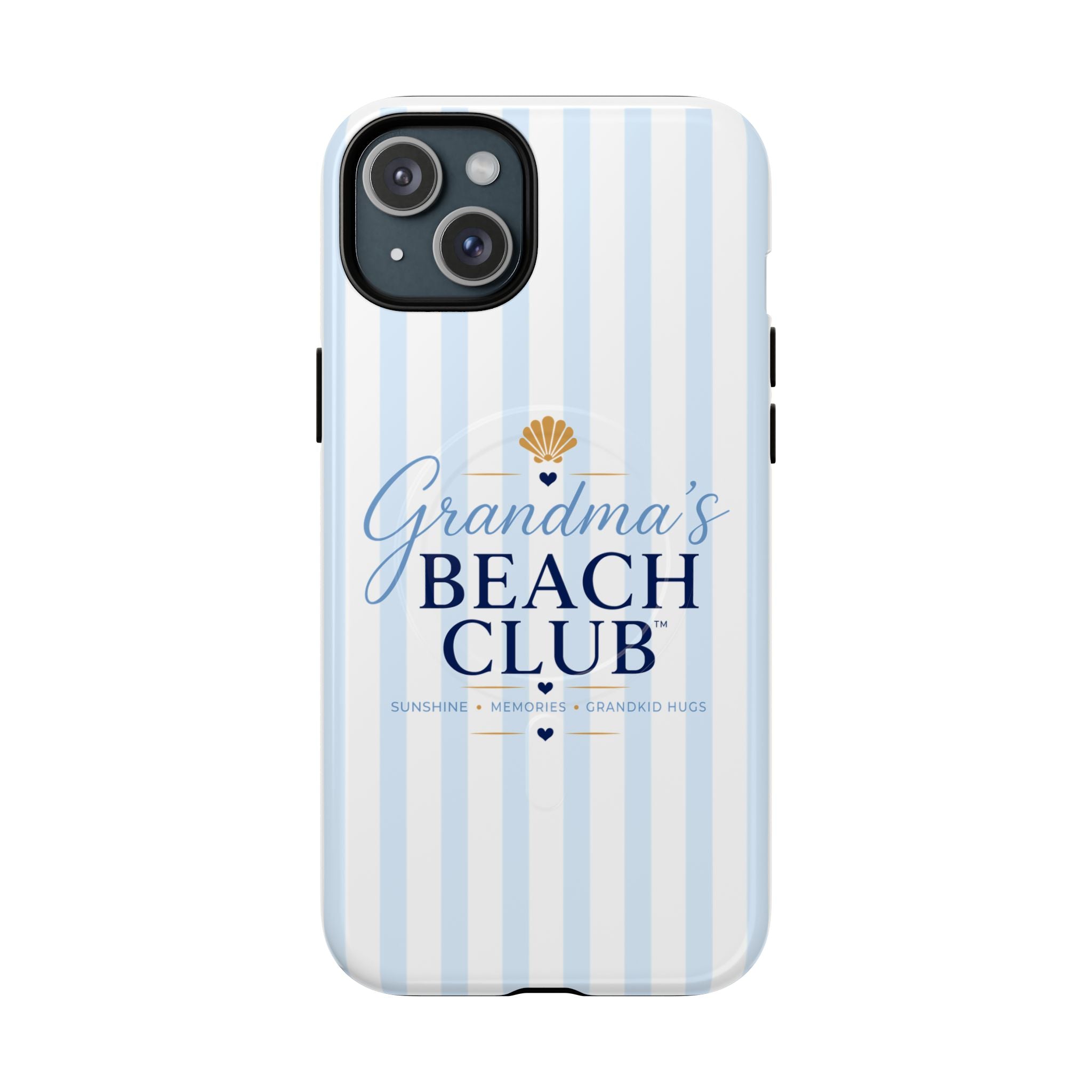Grandma's Beach Club Tough Magnetic Phone Case — Coastal Striped Protective Cover
