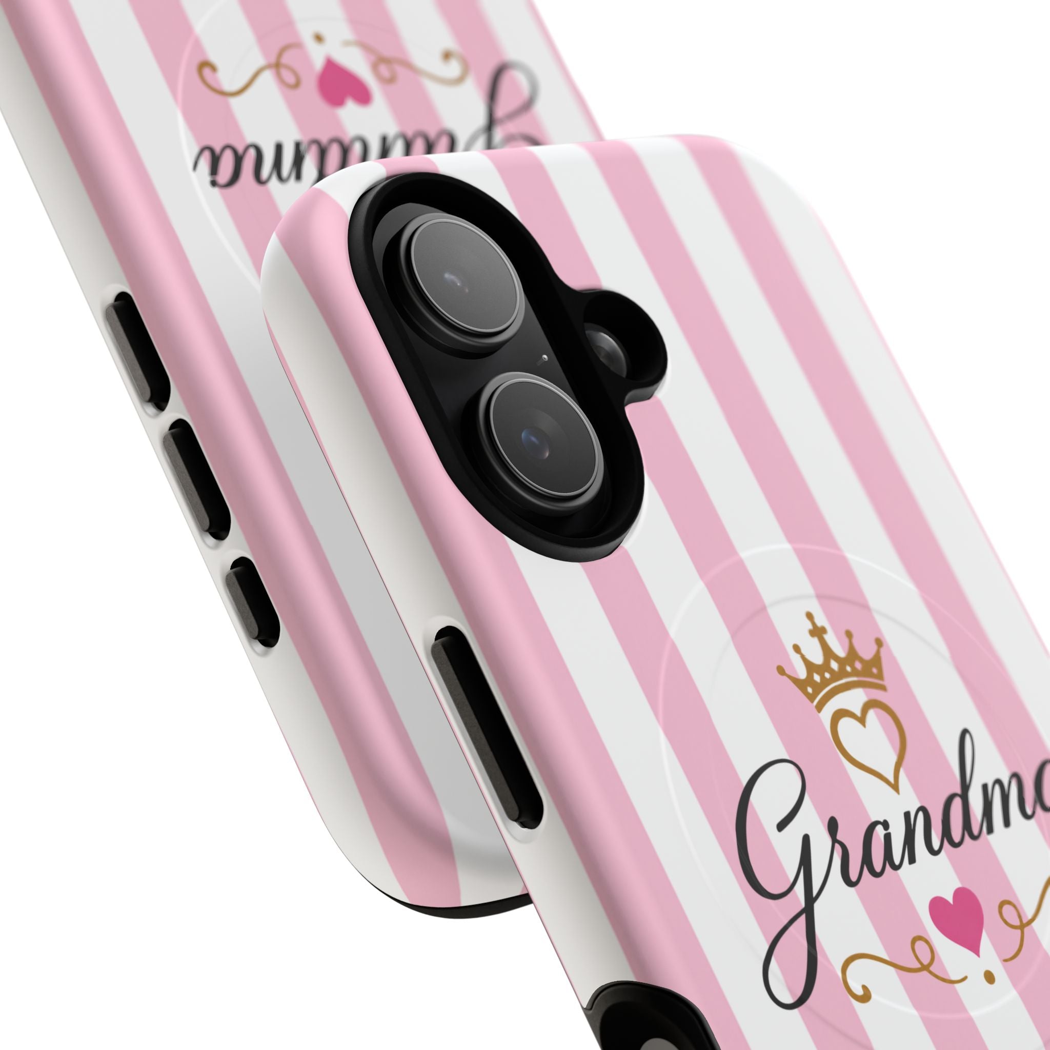 Grandma Crown Phone Case — Tough Magnetic Protective Case, Pink Stripe