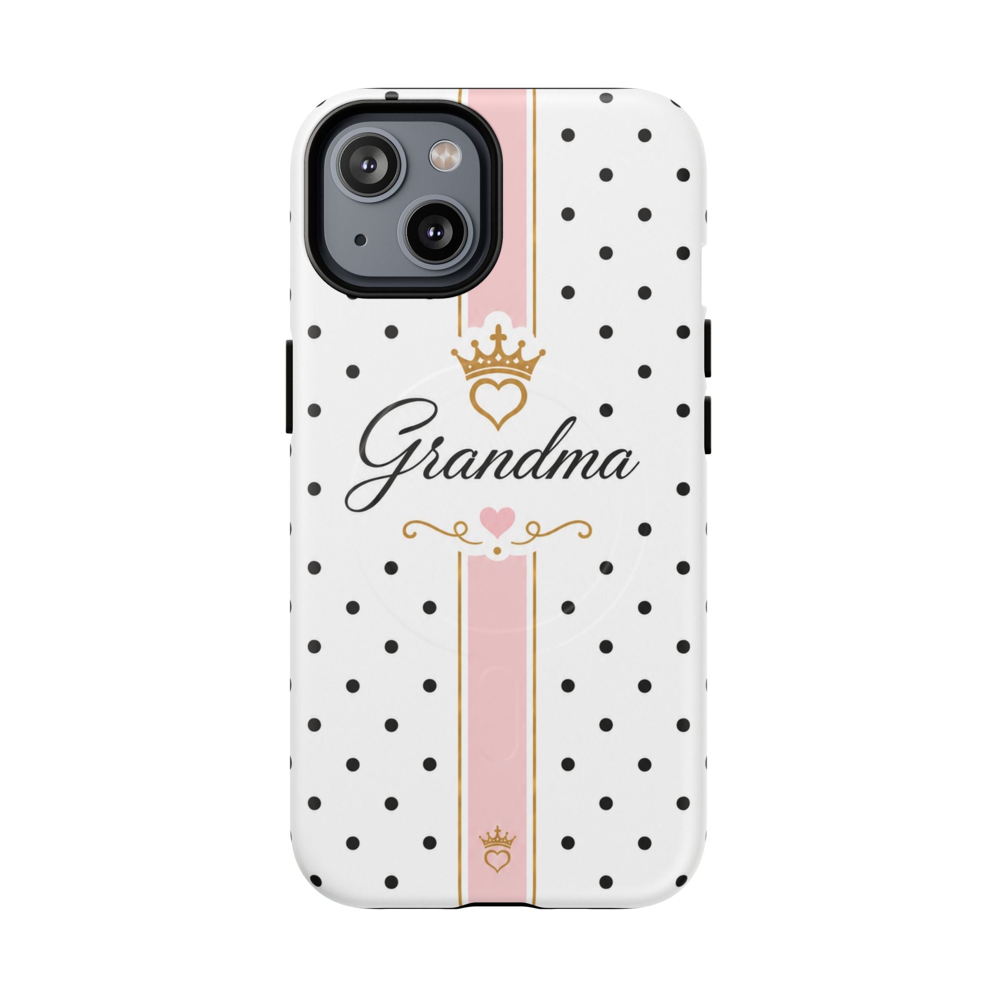 Grandma Polka Dot Tough Magnetic Phone Case — Pink Crown Floral Accent