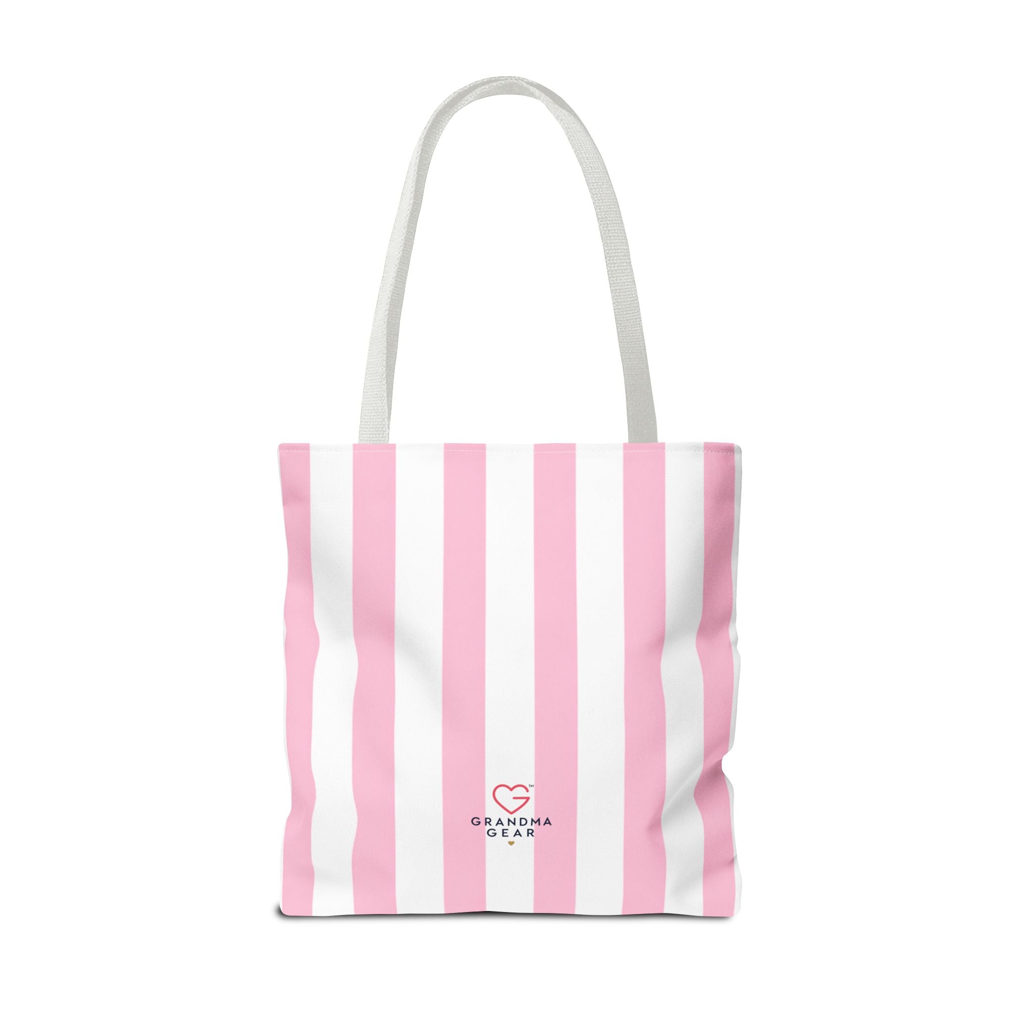 Grandma Crown Tote Bag — Pink Striped "Grandma" Gift Tote