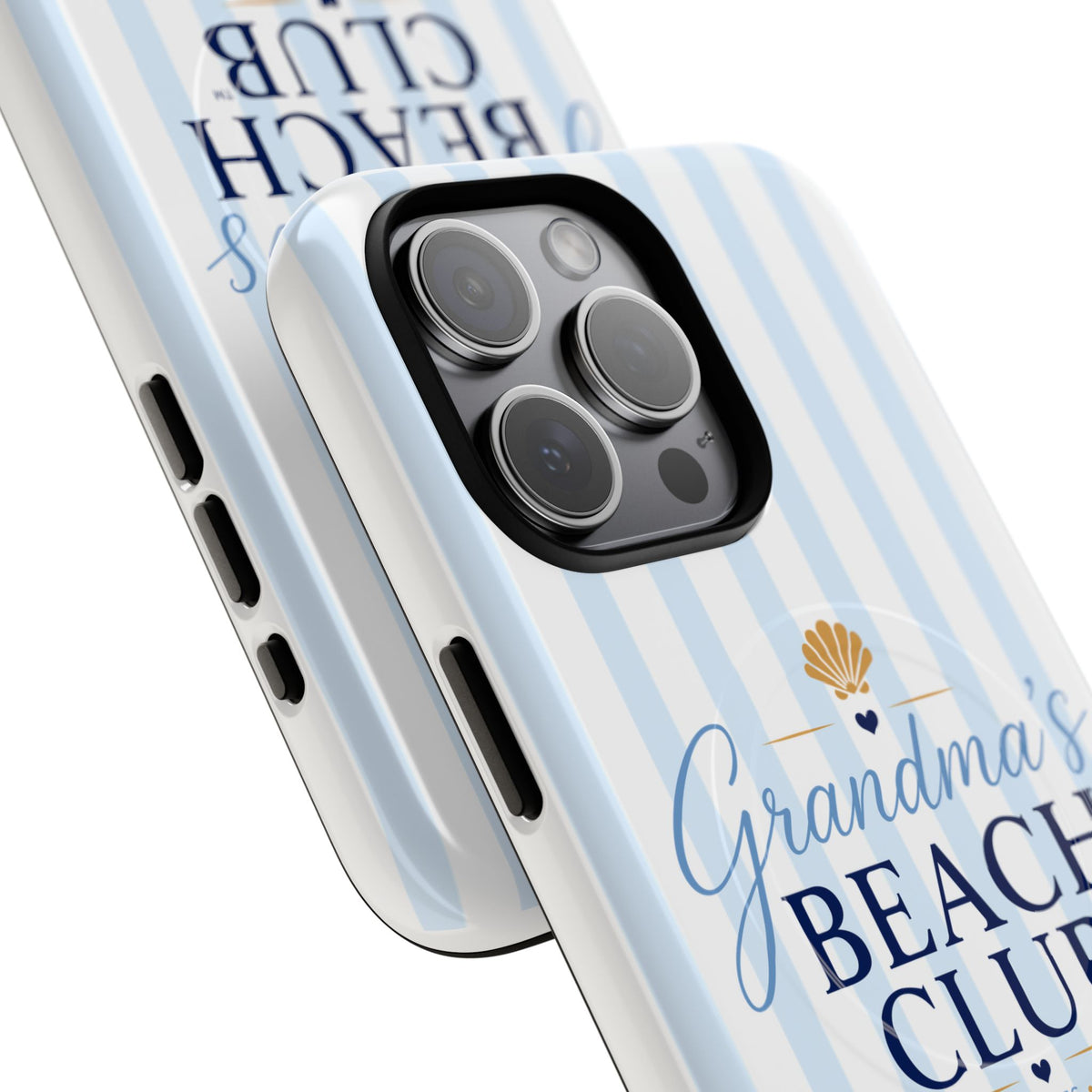 Grandma's Beach Club Tough Magnetic Phone Case — Coastal Striped Protective Cover