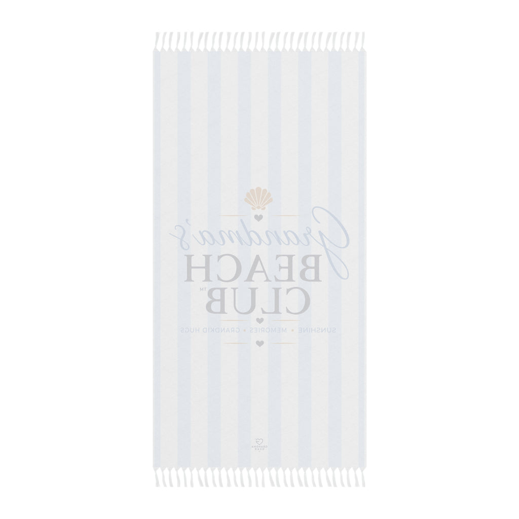 Grandma's Beach Club Beach Towel | Striped Boho Shell Design