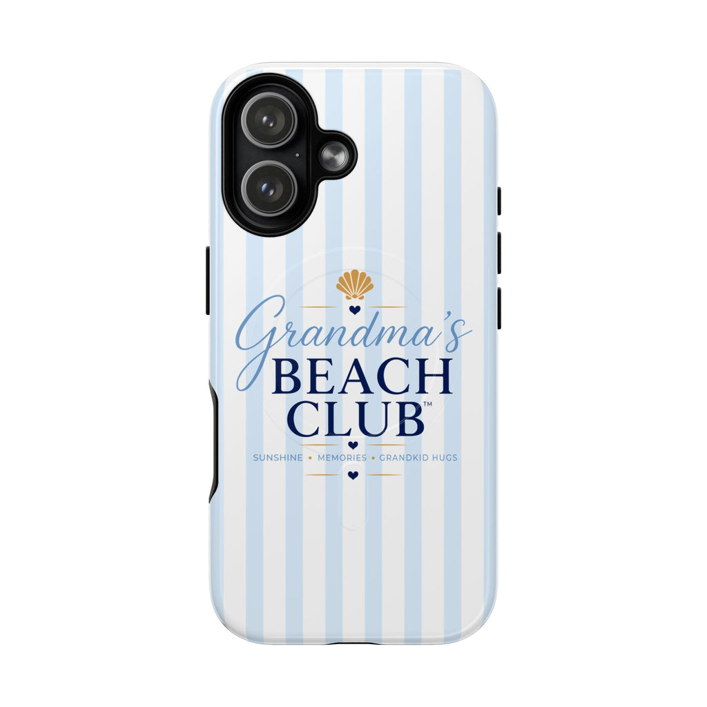 Grandma's Beach Club Tough Magnetic Phone Case — Coastal Striped Protective Cover
