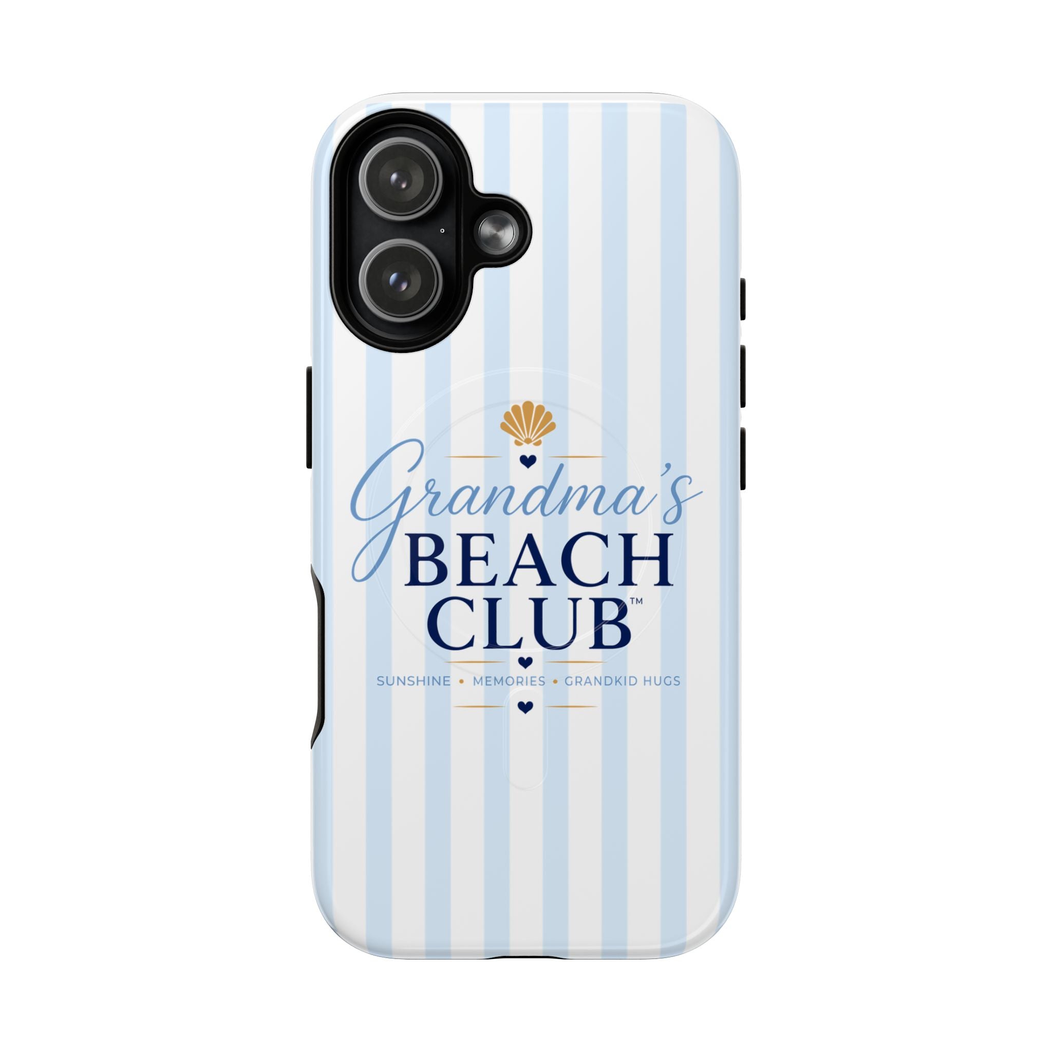 Grandma's Beach Club Tough Magnetic Phone Case — Coastal Striped Protective Cover