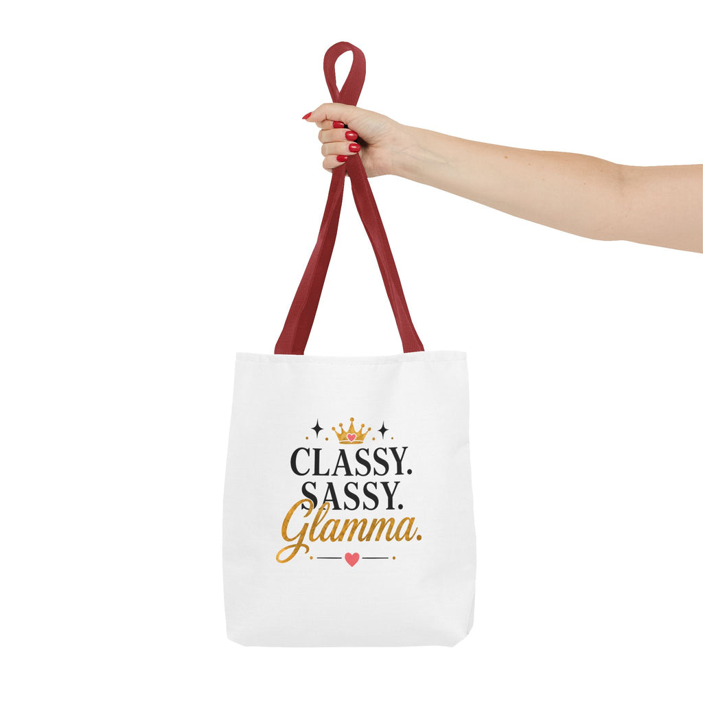 Classy Sassy Glamma Tote Bag – Funny Grandma Gift with Crown Graphic