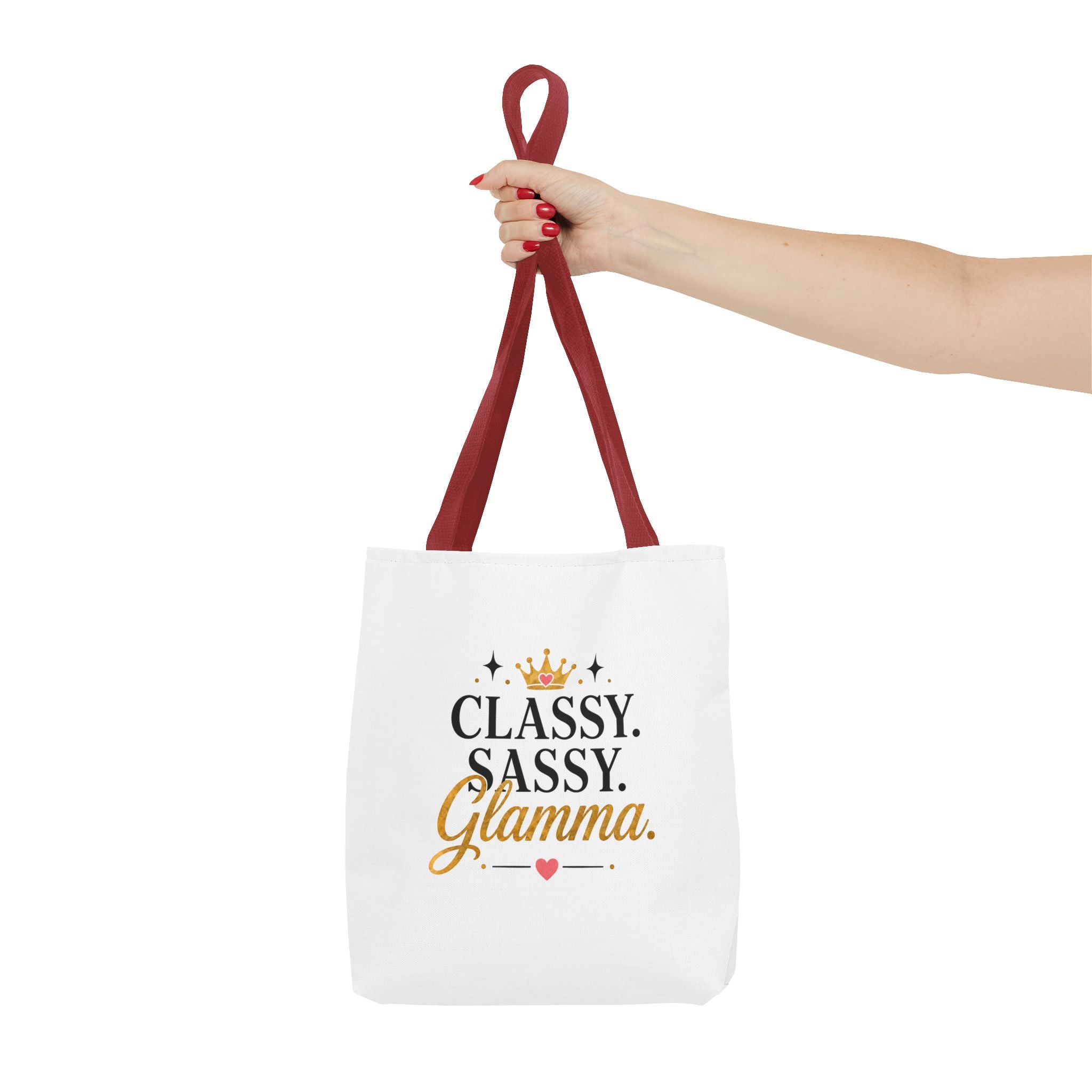 Classy Sassy Glamma Tote Bag – Funny Grandma Gift with Crown Graphic